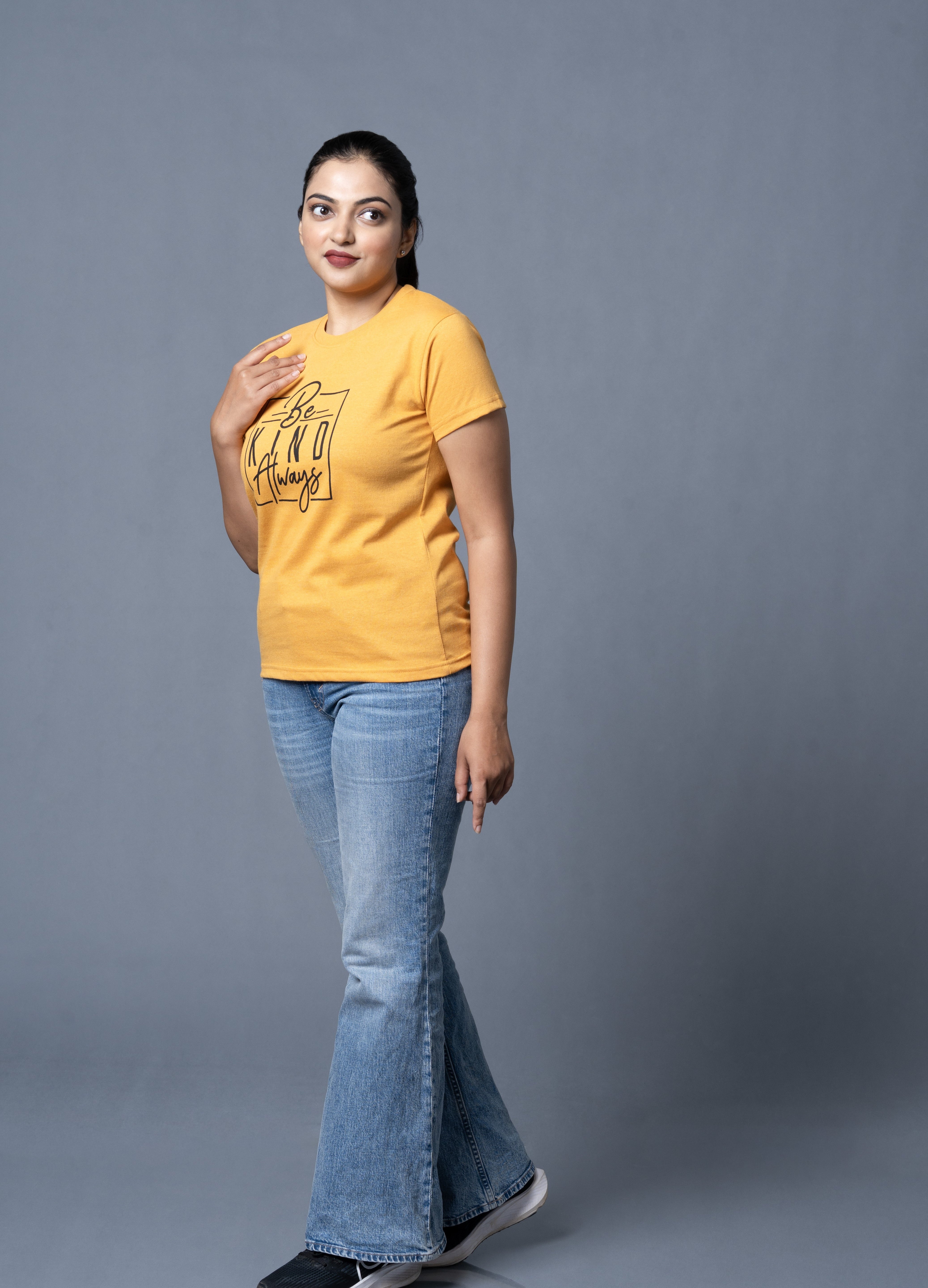 Women  yellow Cotton Tshirt