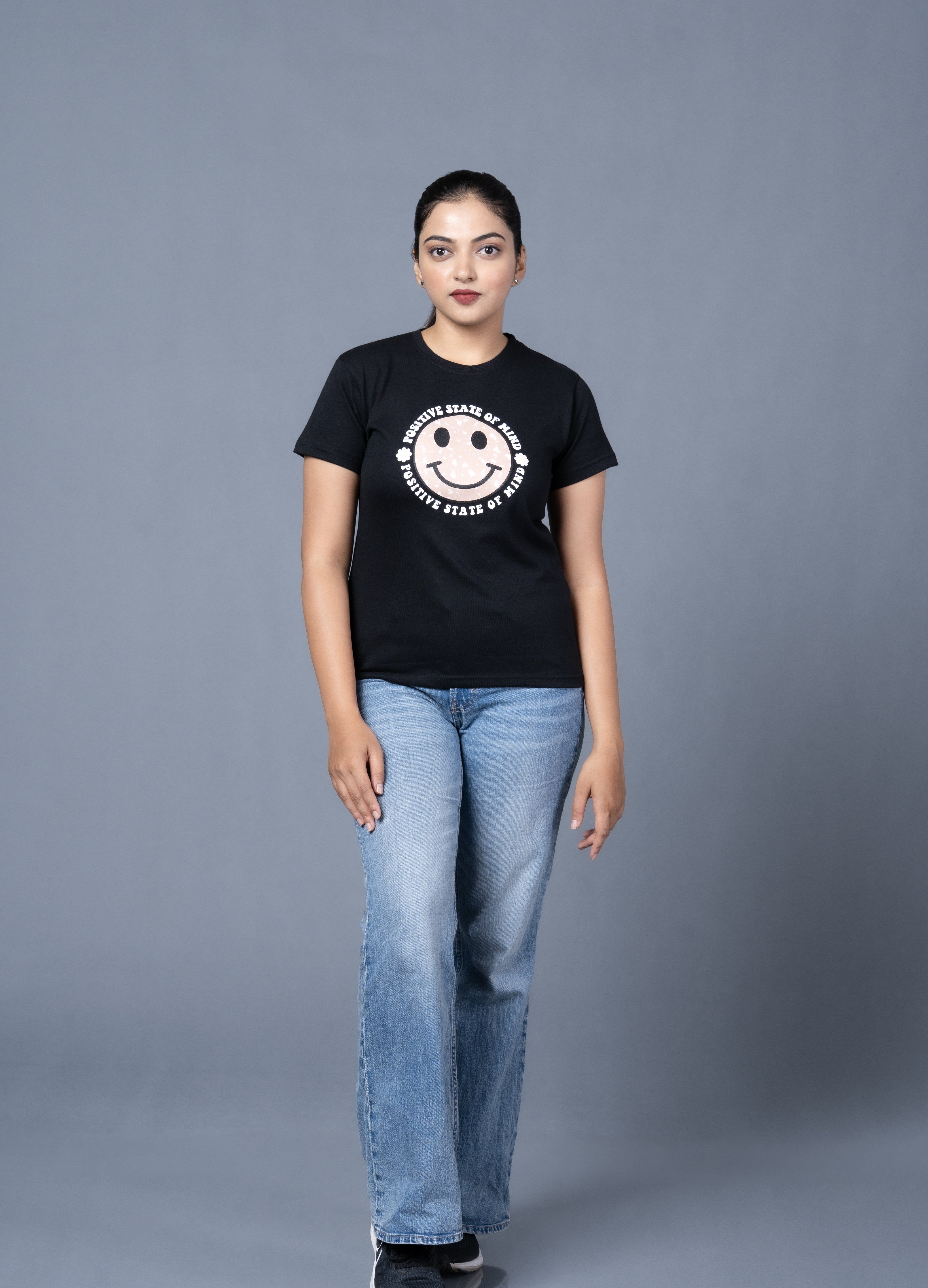 Women  Black Cotton Tshirt