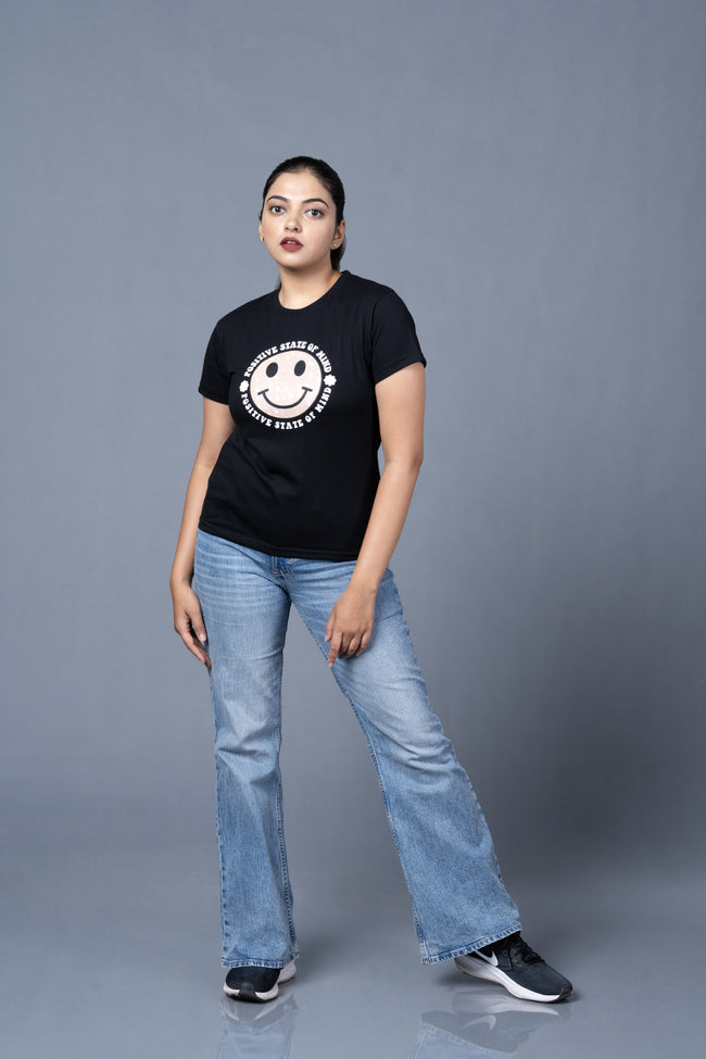 Women  Black Cotton Tshirt