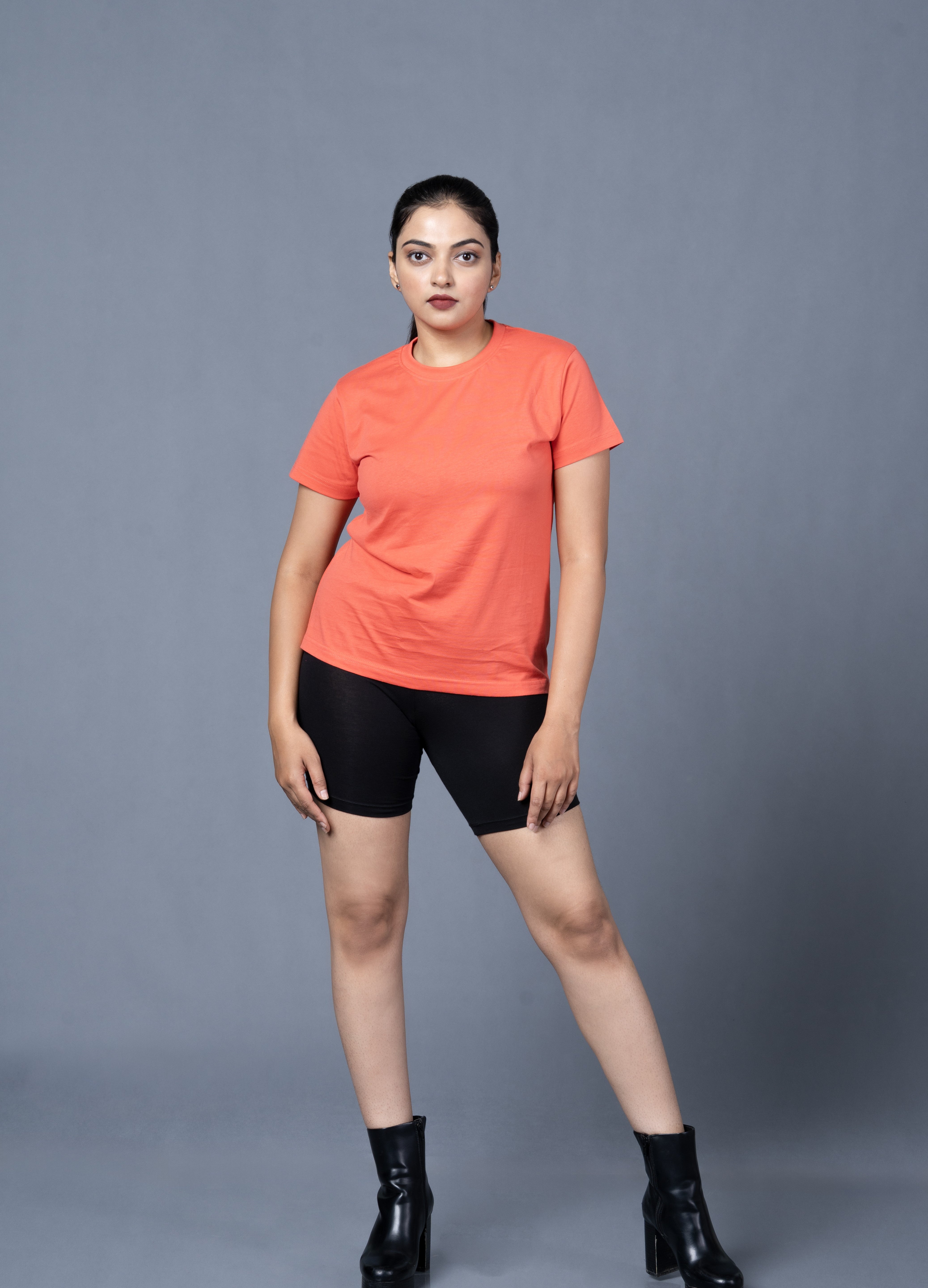 Women Round Neck Pink Tshirt