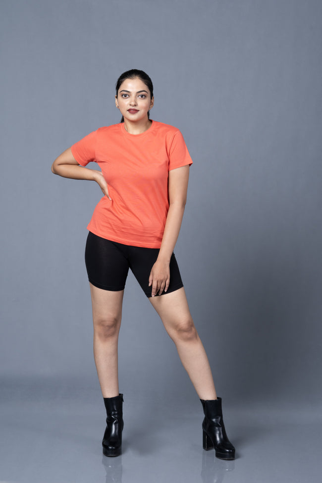 Women Round Neck Pink Tshirt