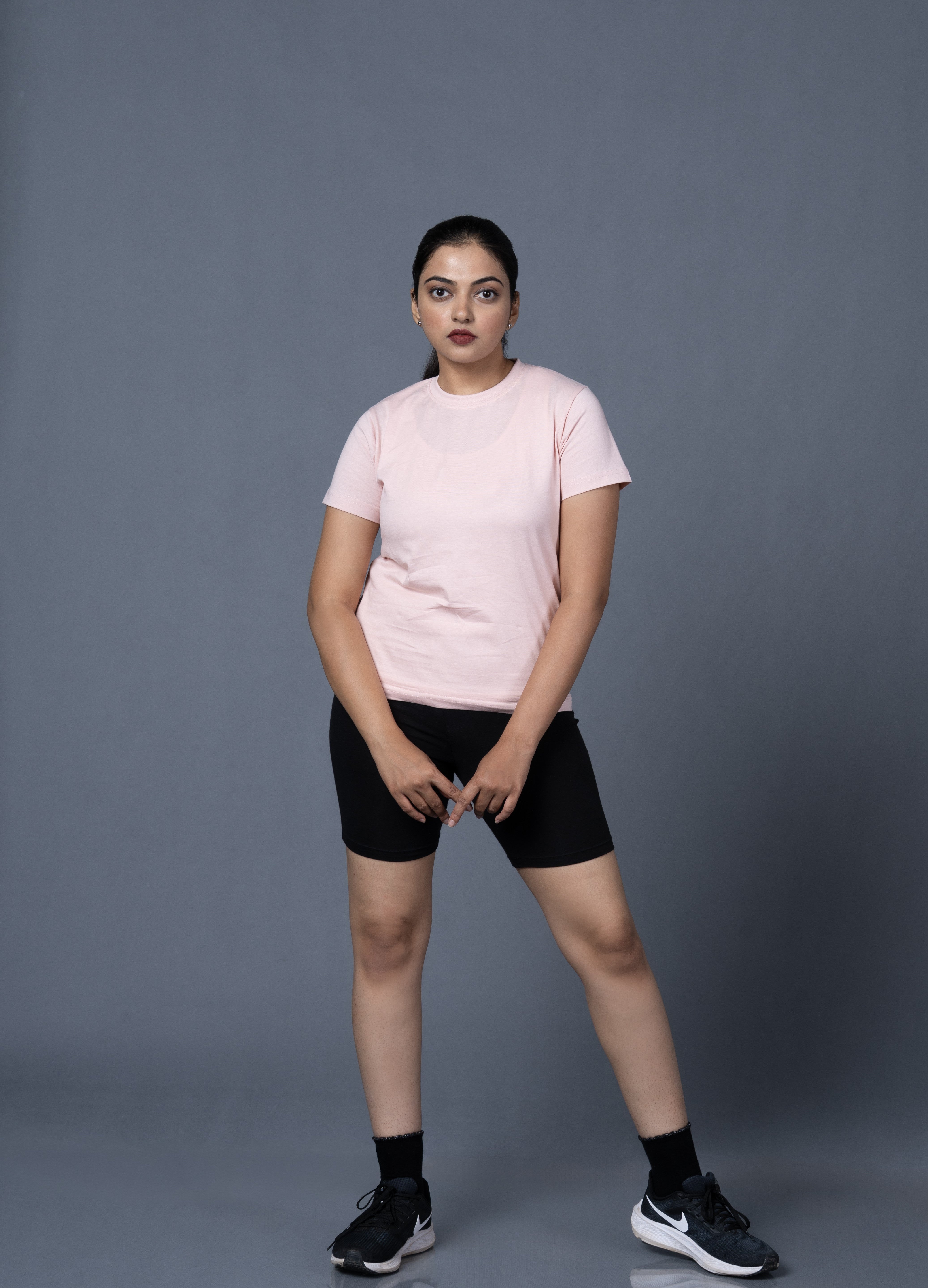 Women  Round Neck Pink Tshirt