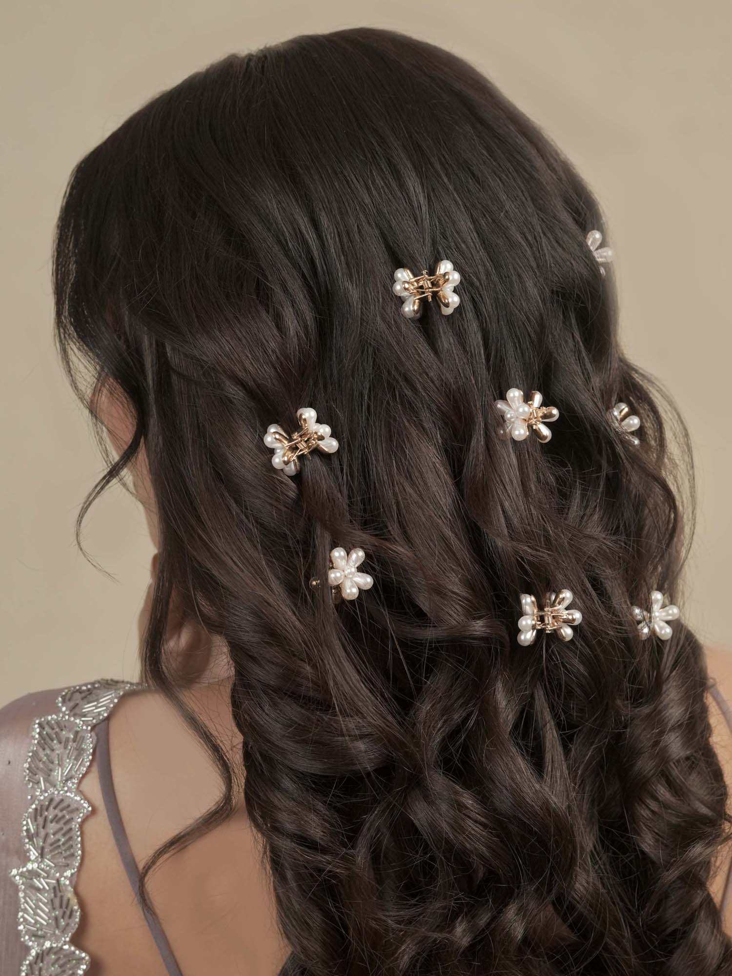 White Flower Hair Pins Set of 10