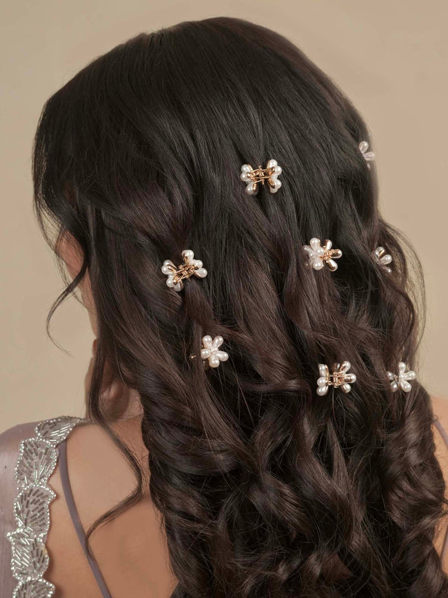 White Flower Hair Pins Set of 10