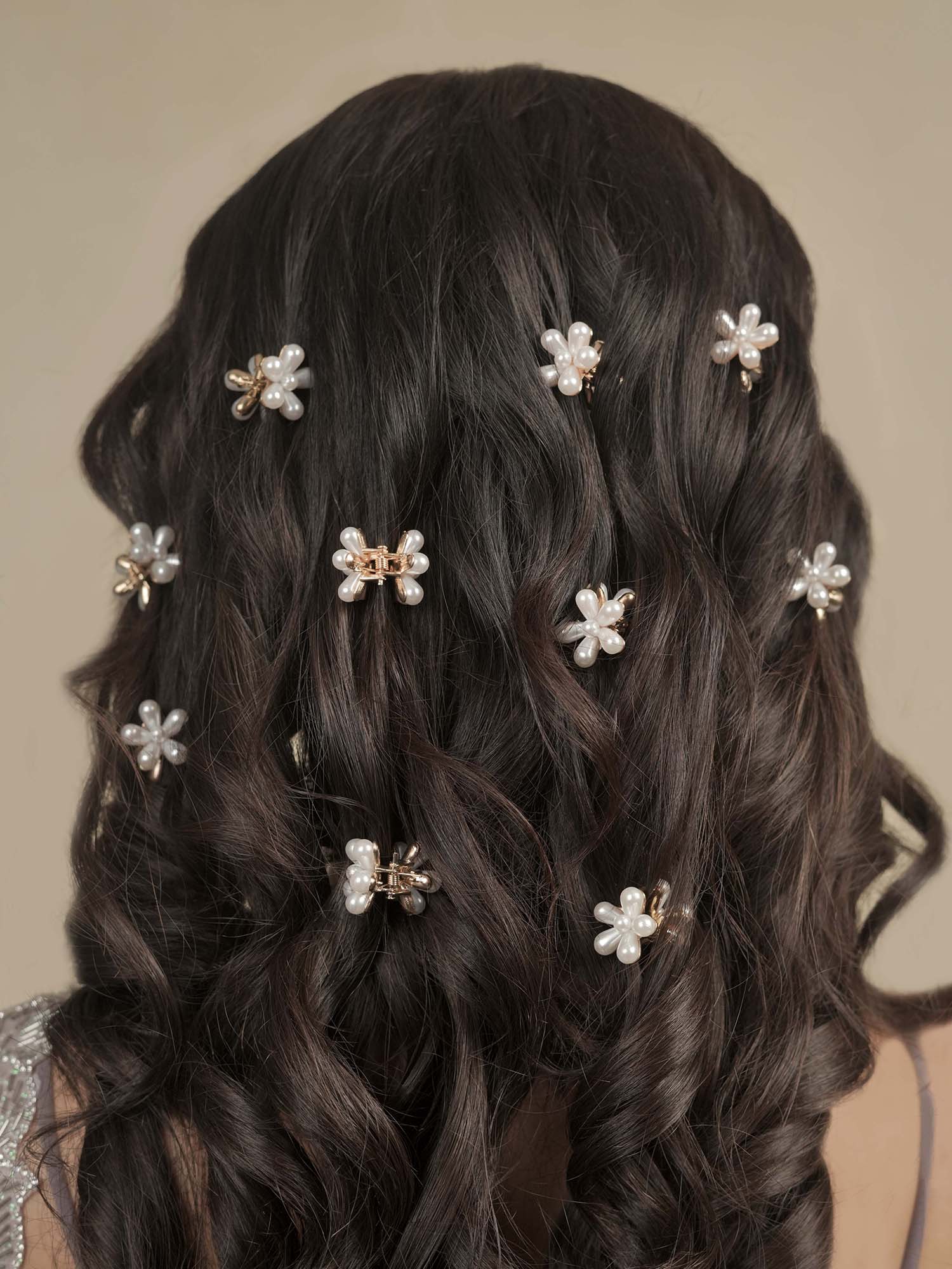 White Flower Hair Pins Set of 10