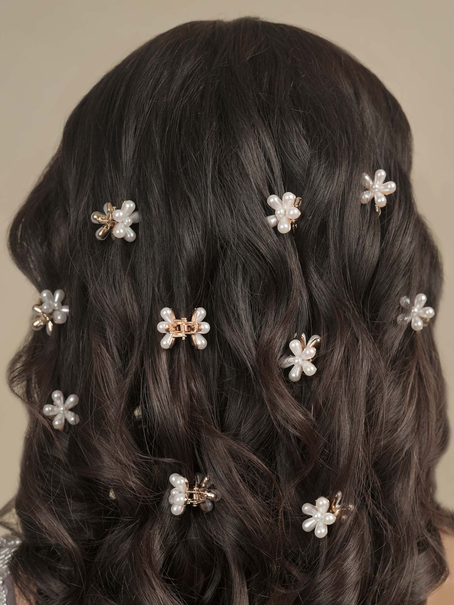 White Flower Hair Pins Set of 10