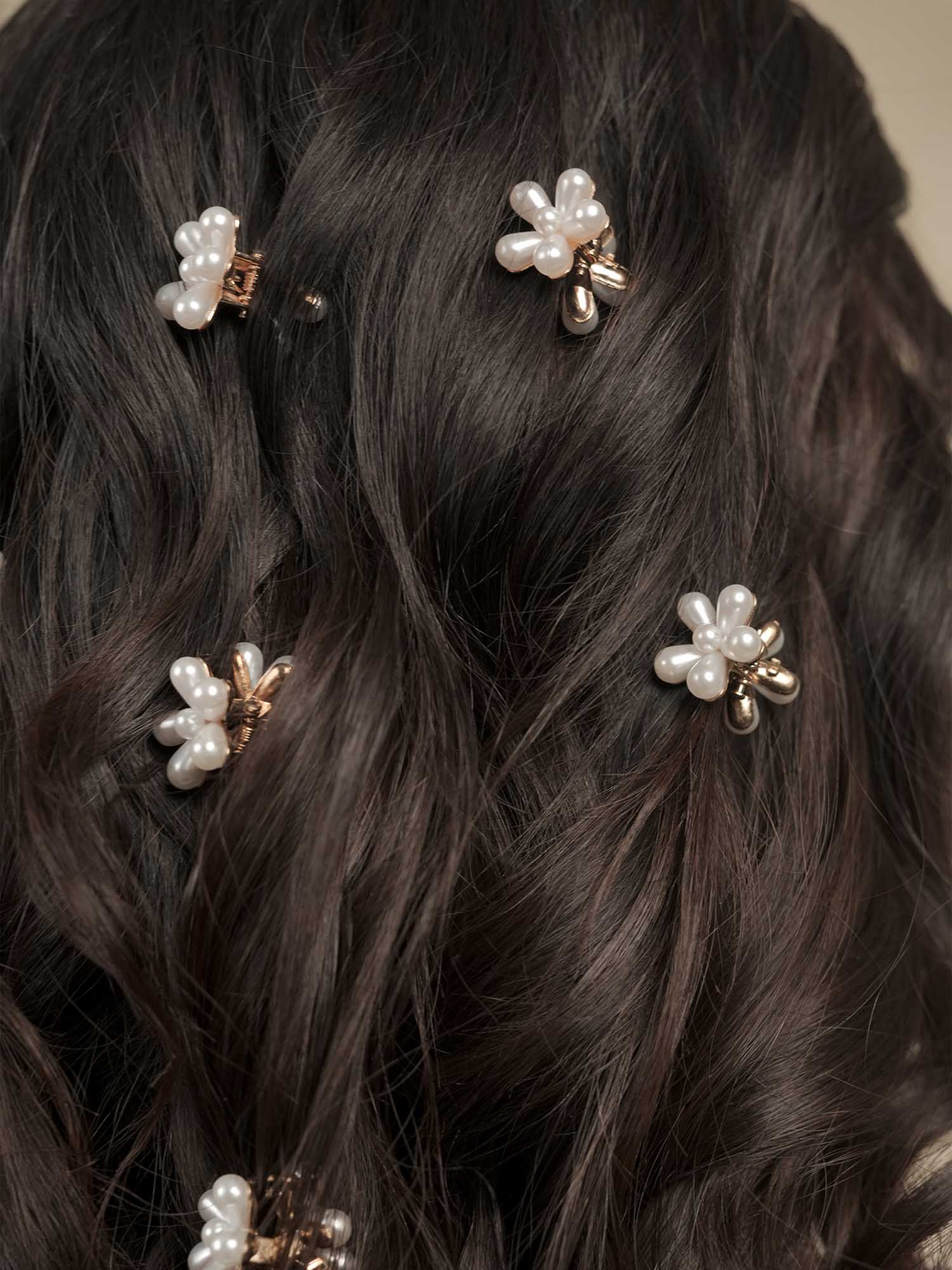 White Flower Hair Pins Set of 10