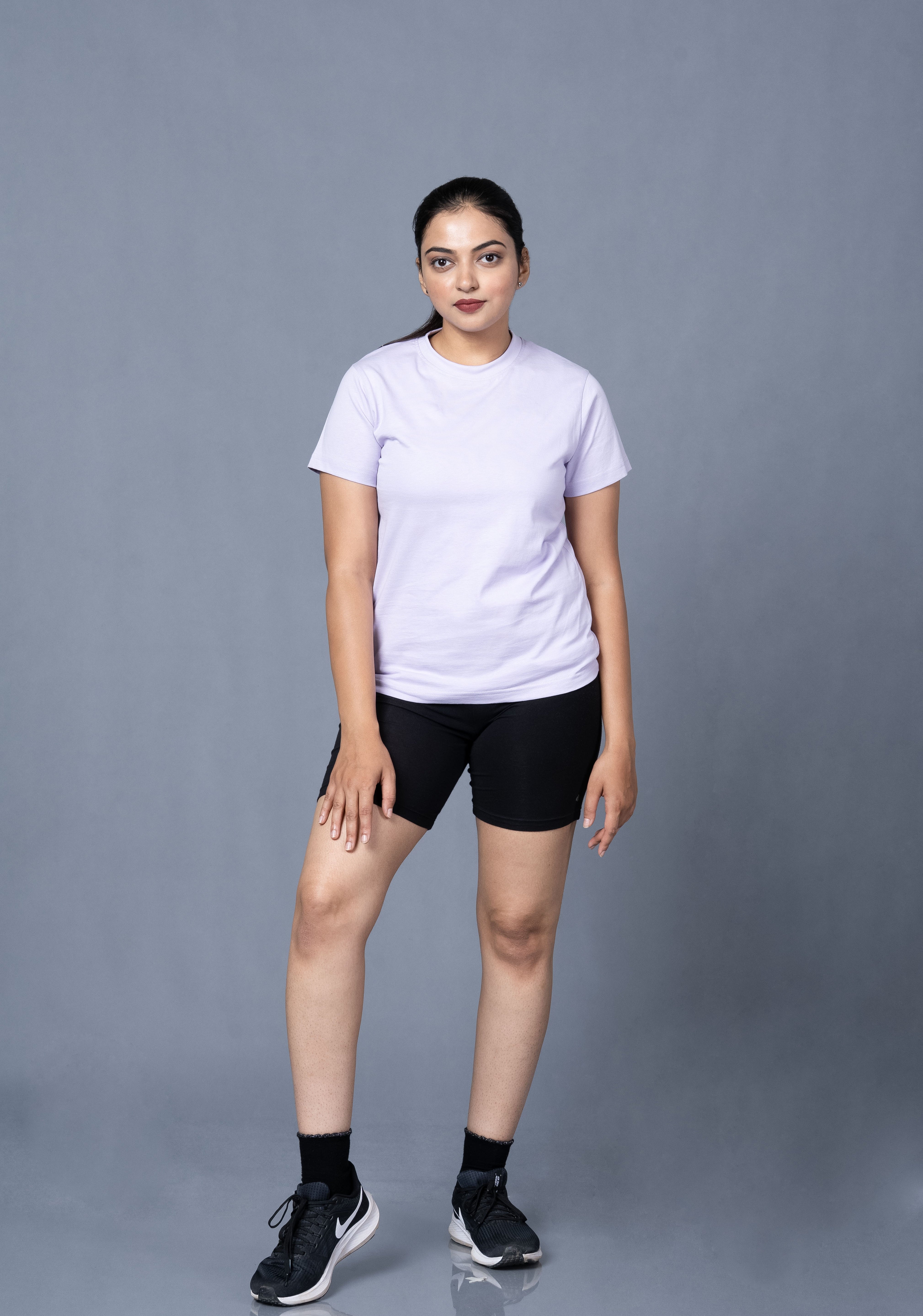 Women Blue Round Neck Tshirt