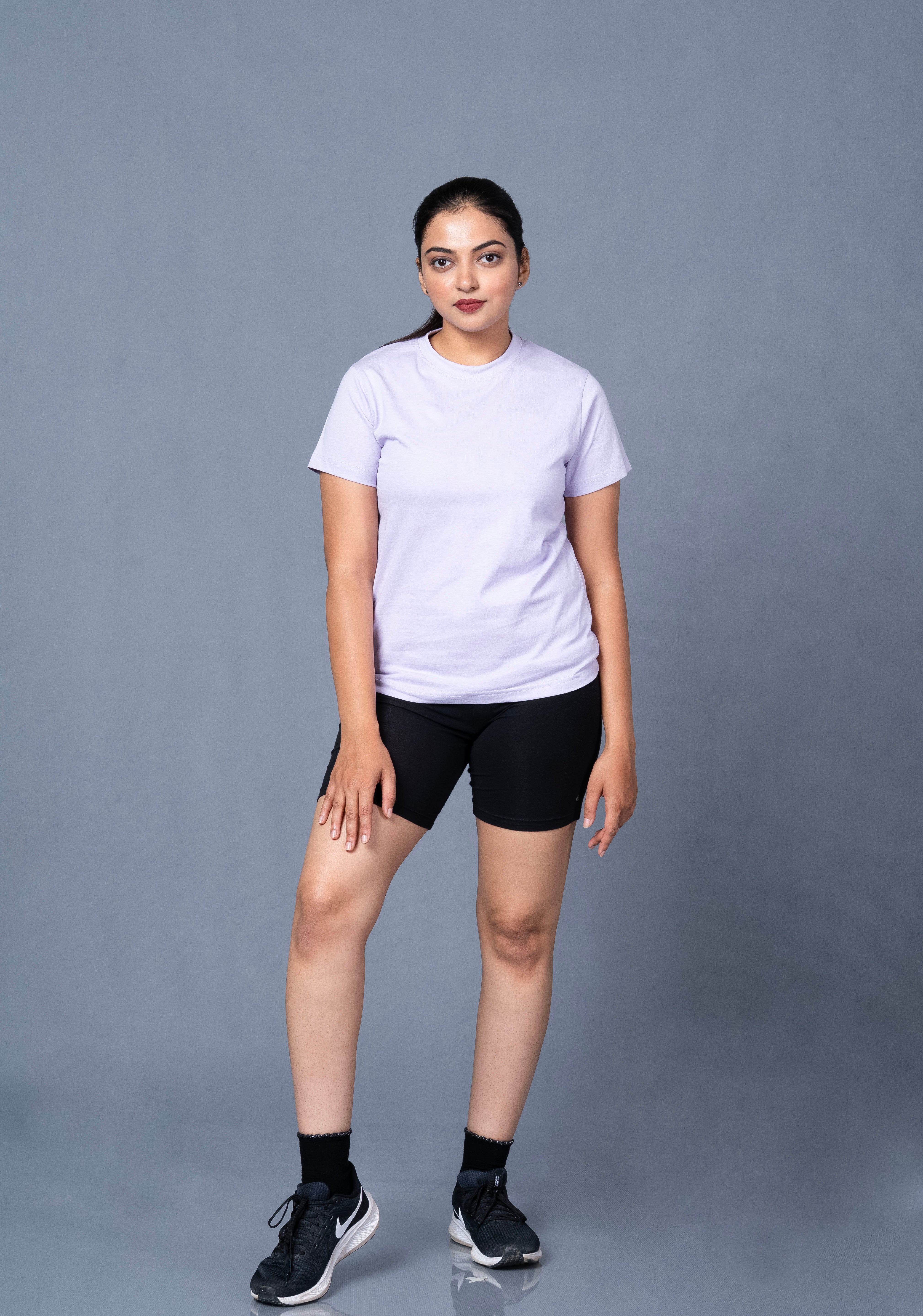 Women Lavender Cotton Regular T-Shirt