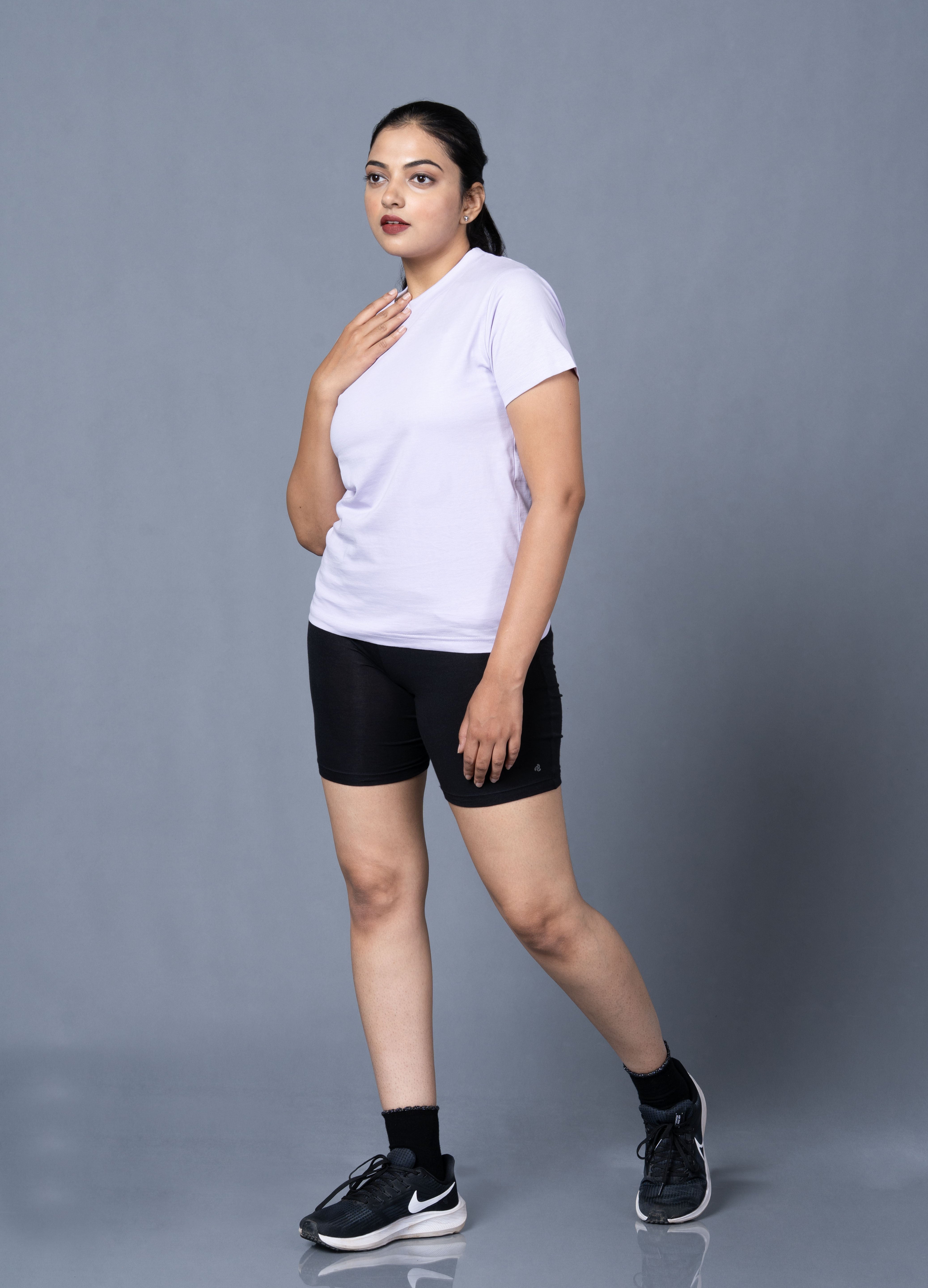 Women Blue Round Neck Tshirt