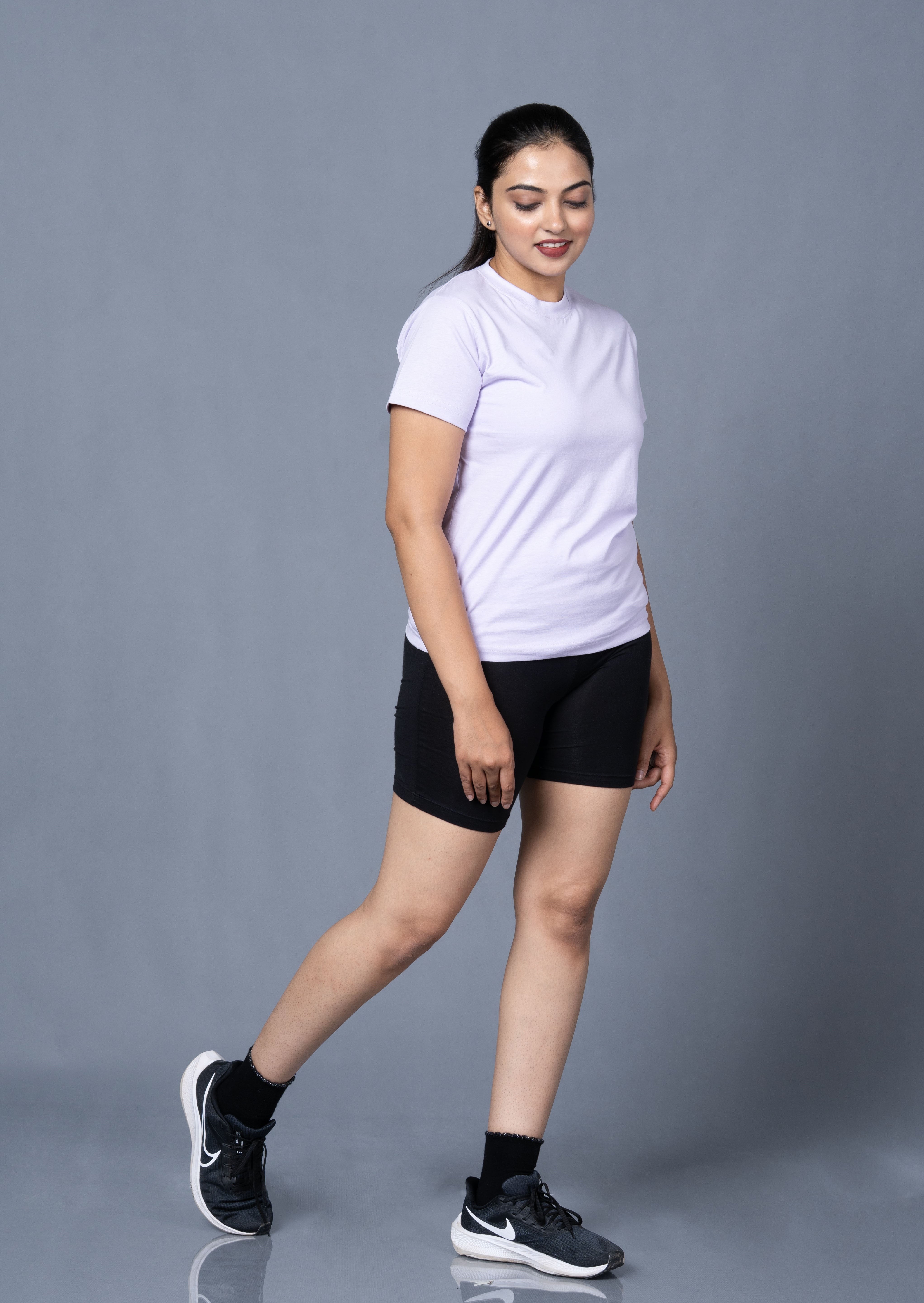 Women Blue Round Neck Tshirt