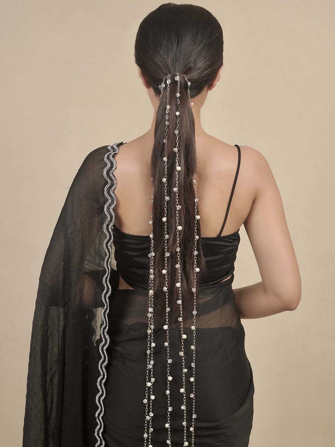 Silver Sitara Crystal & Pearl Tassels - Parandi