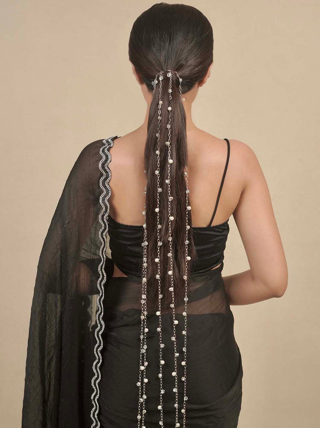 Silver Sitara Crystal & Pearl Tassels - Parandi