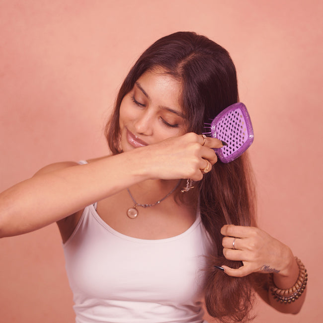 Purple Drama Detangle Hair Brush with Free Pouch