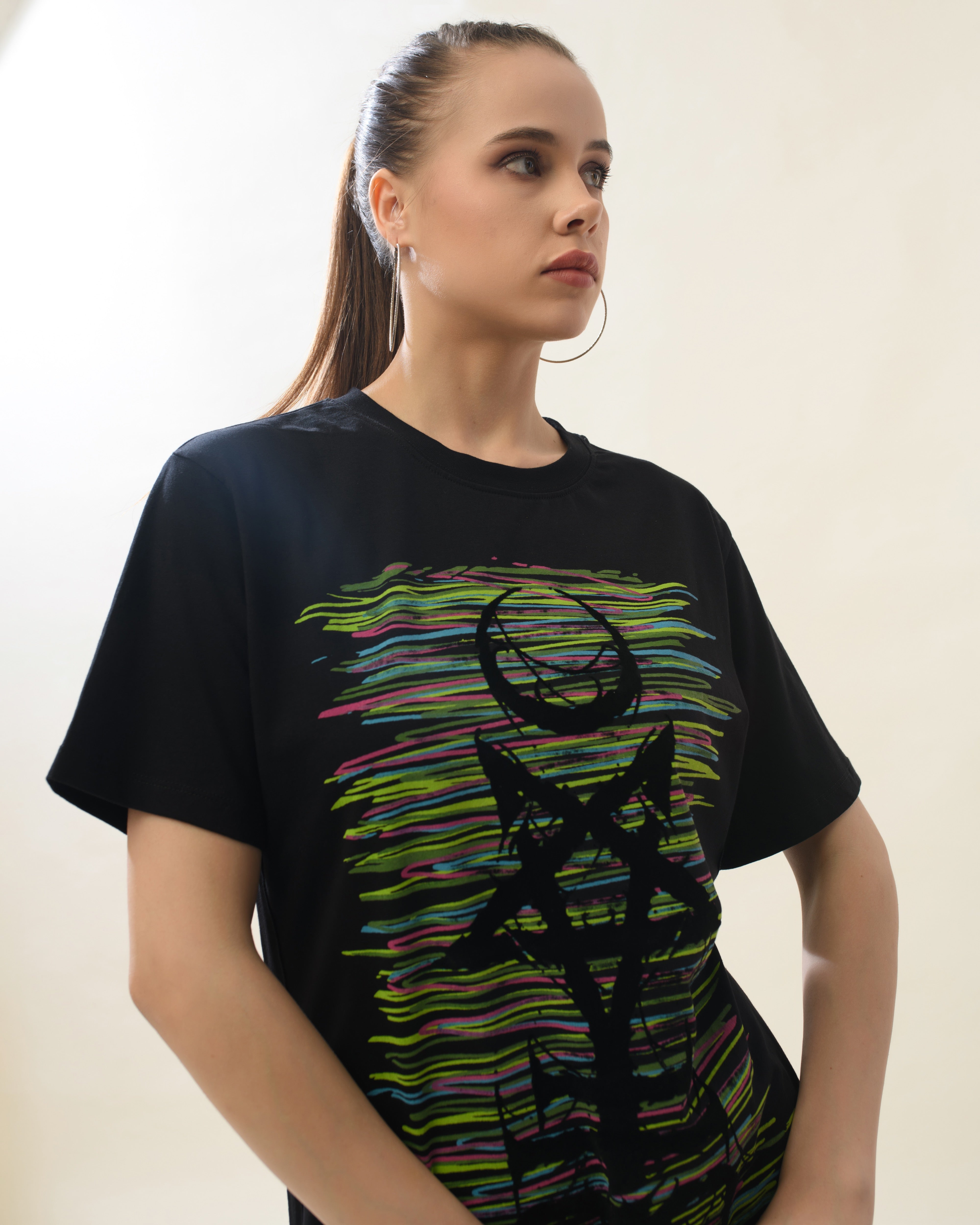 Women Black Cotton Round Neck Dress