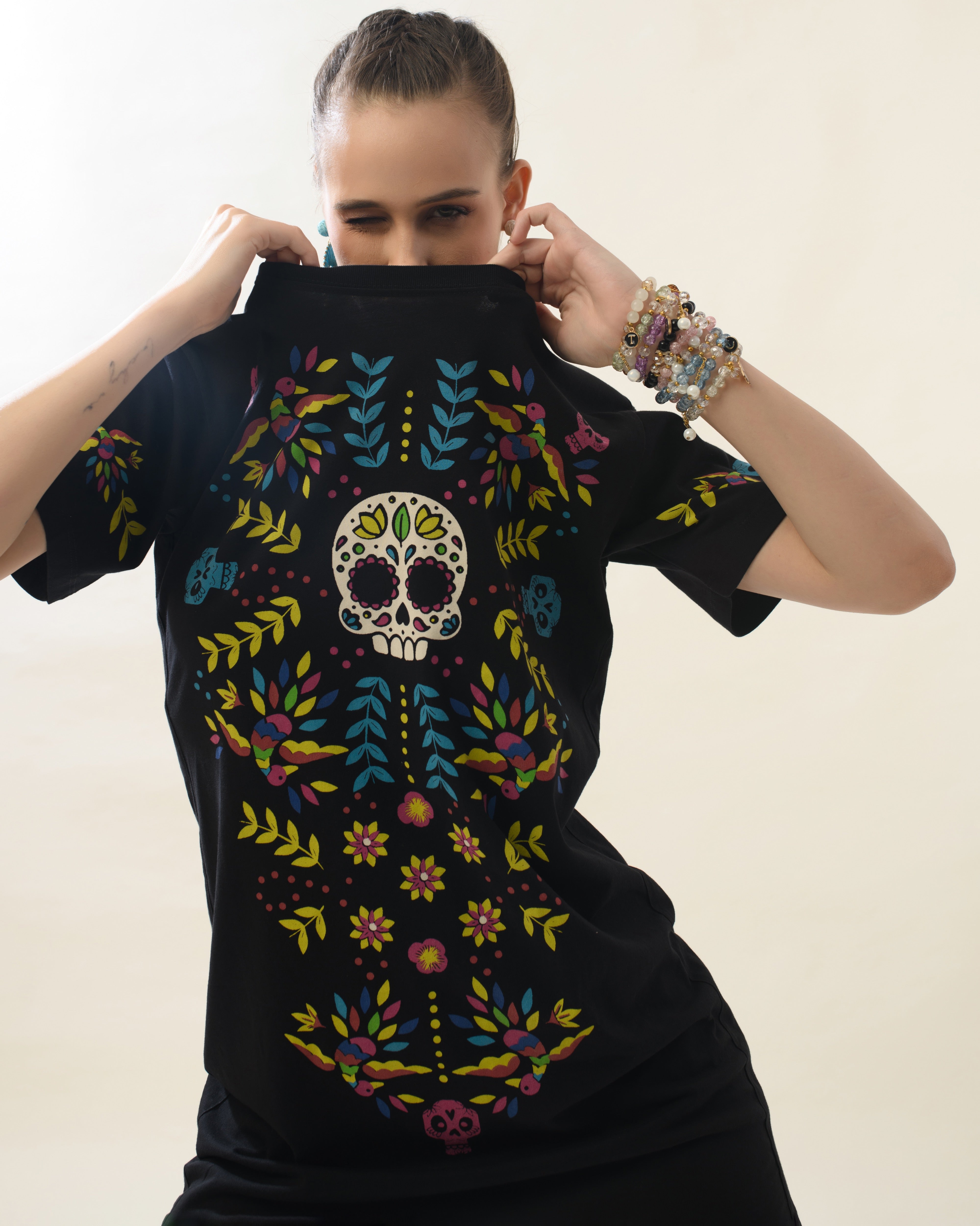 Women Black Cotton Round Neck Dress