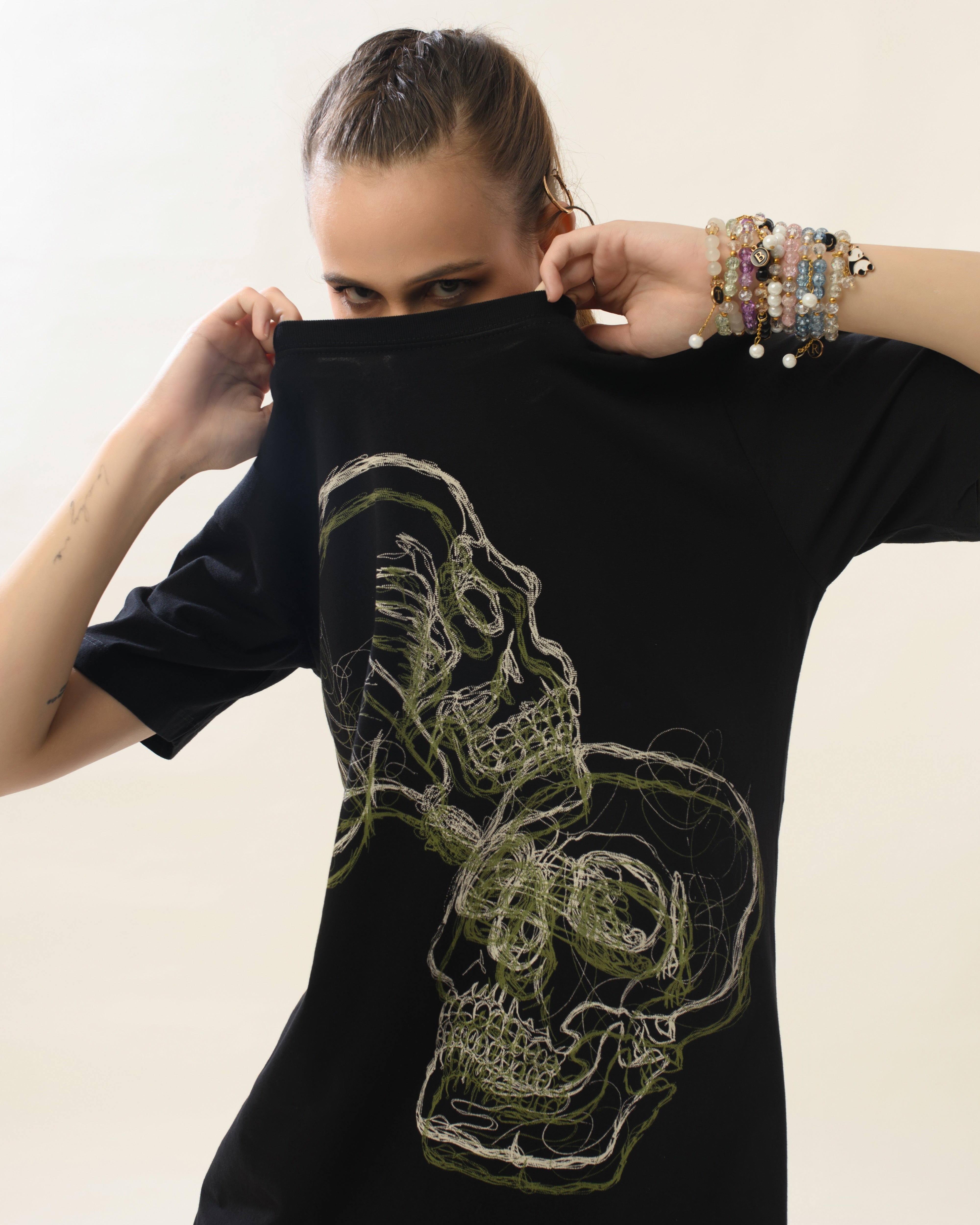 Women Black Cotton Round Neck Dress