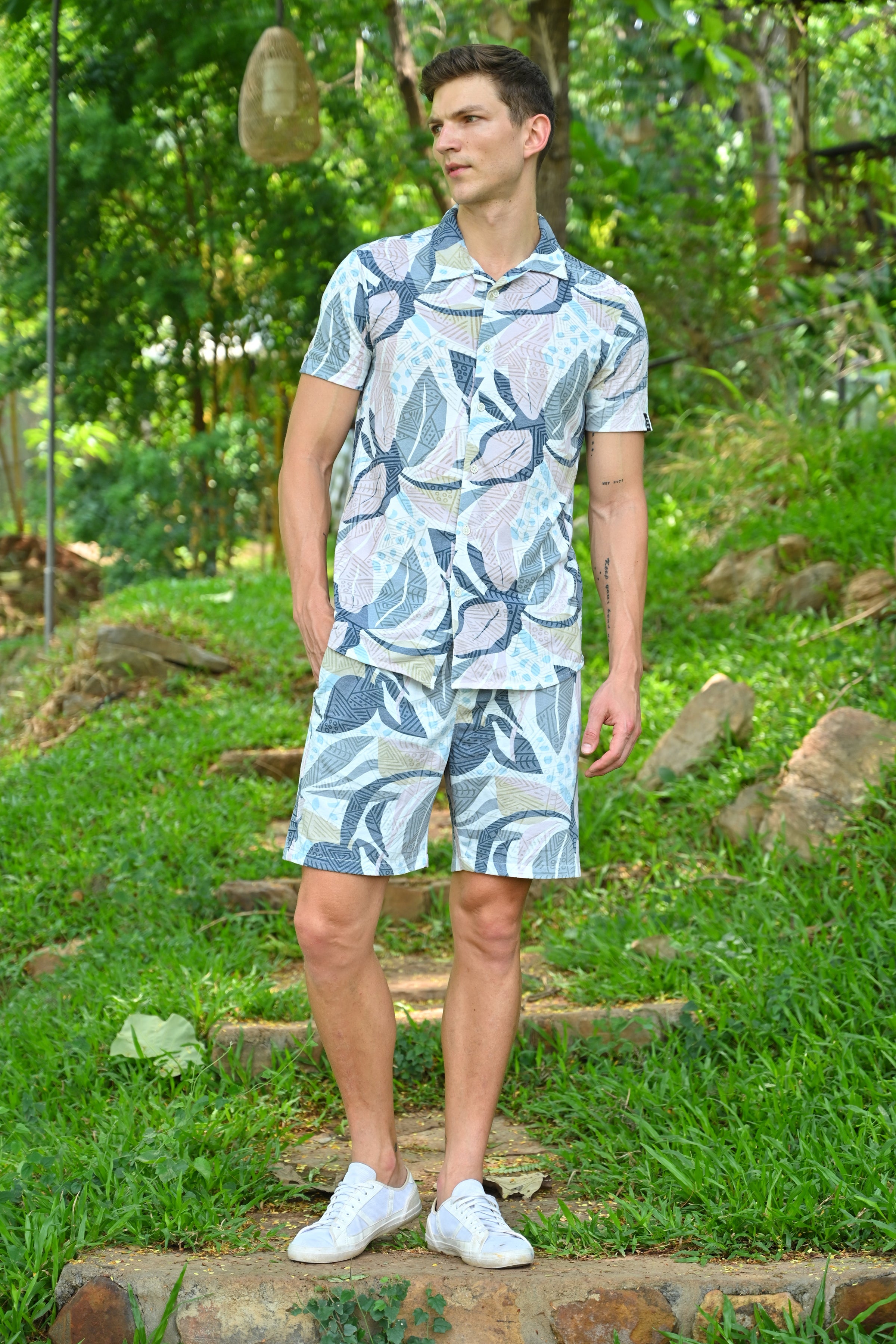 Men Login Knitted CoOrds Blue Mood