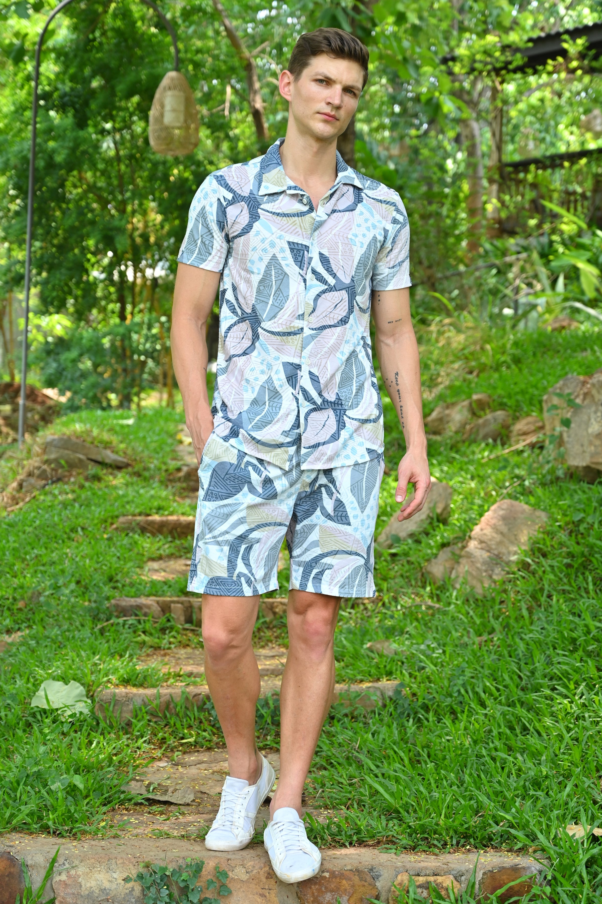 Men Login Knitted CoOrds Blue Mood