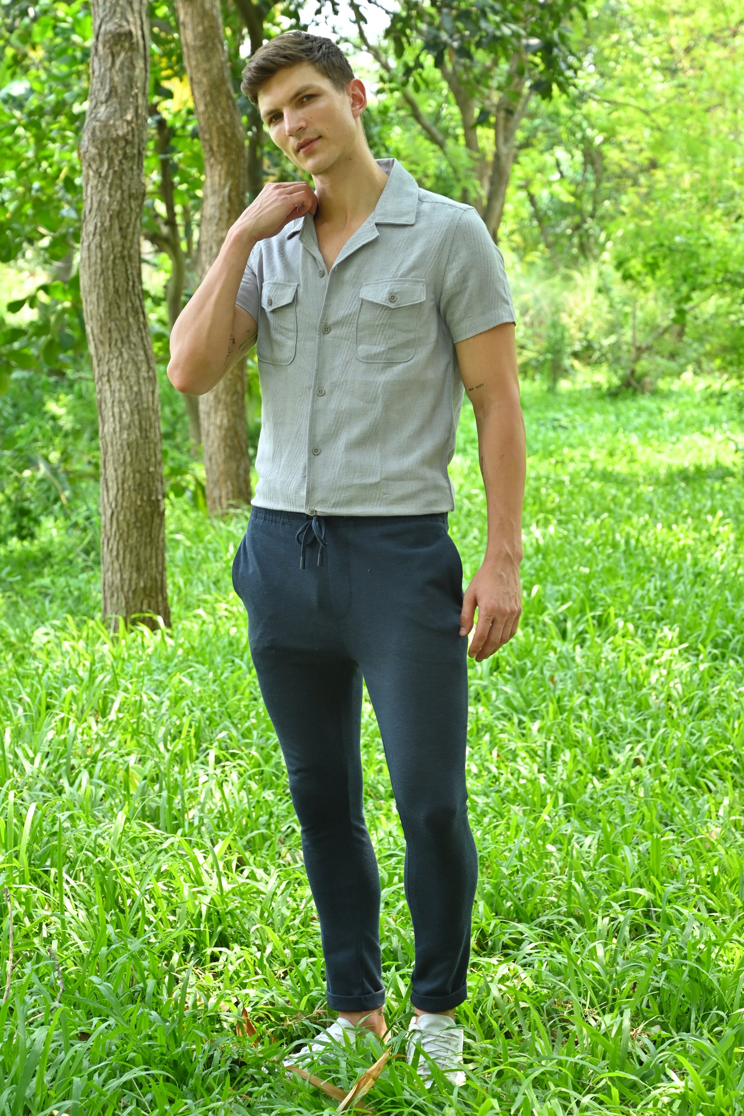 Men Walker Structured Pocketed Plain Shirt Lavender
