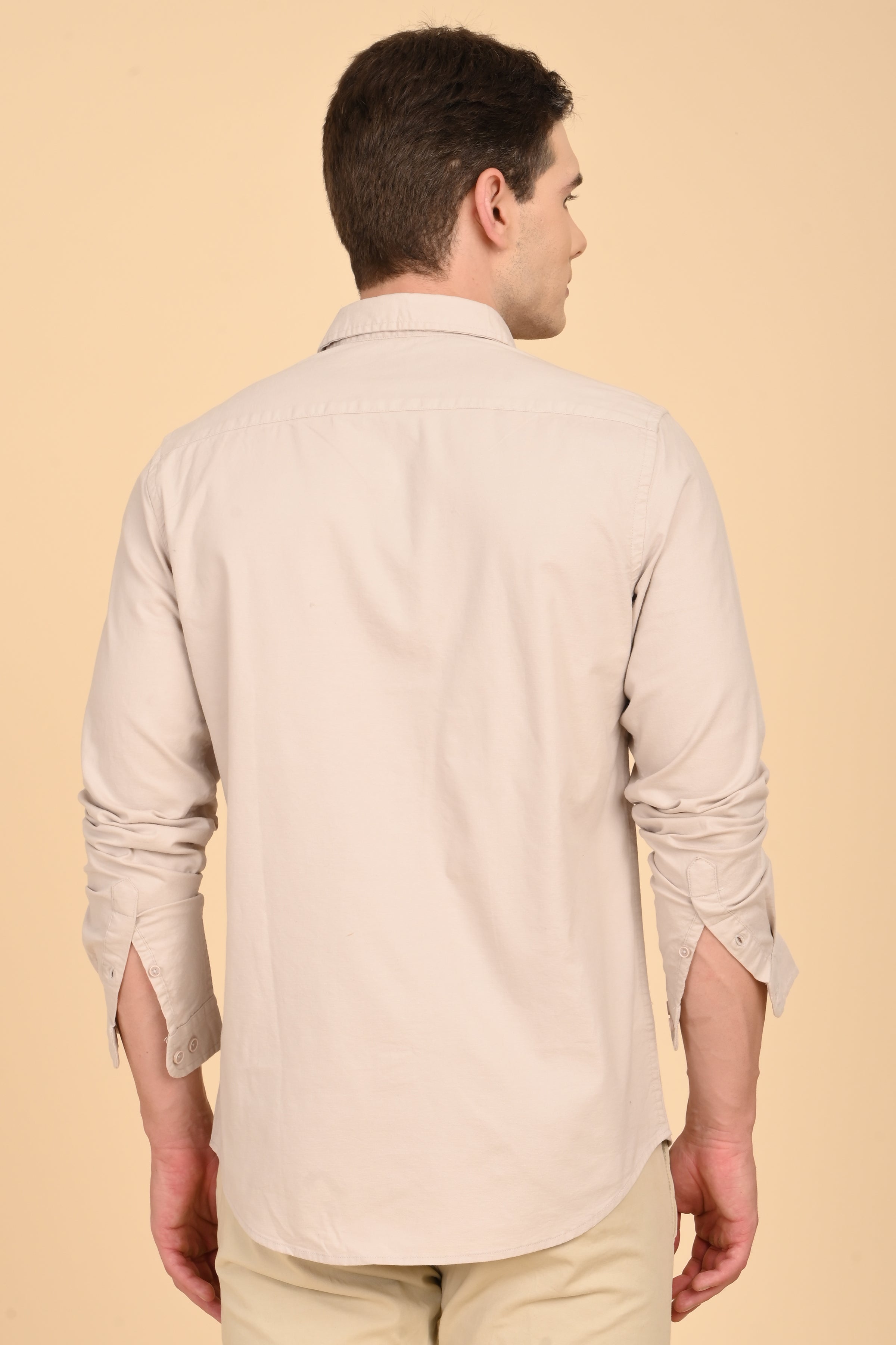 Men Janet Soft Peached Oxford Shirt Beige