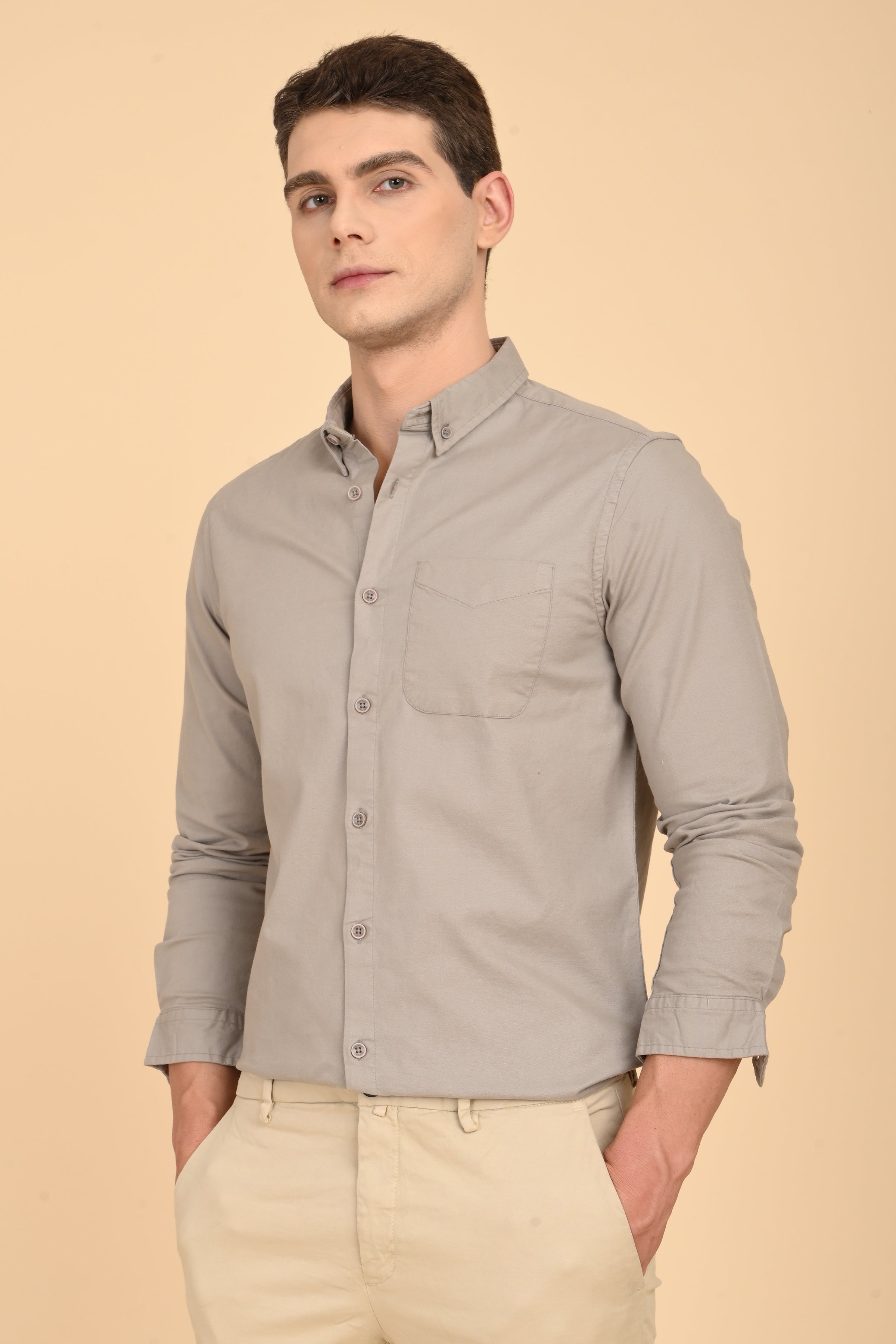 Men Janet Soft Peached Oxford Shirt Pista