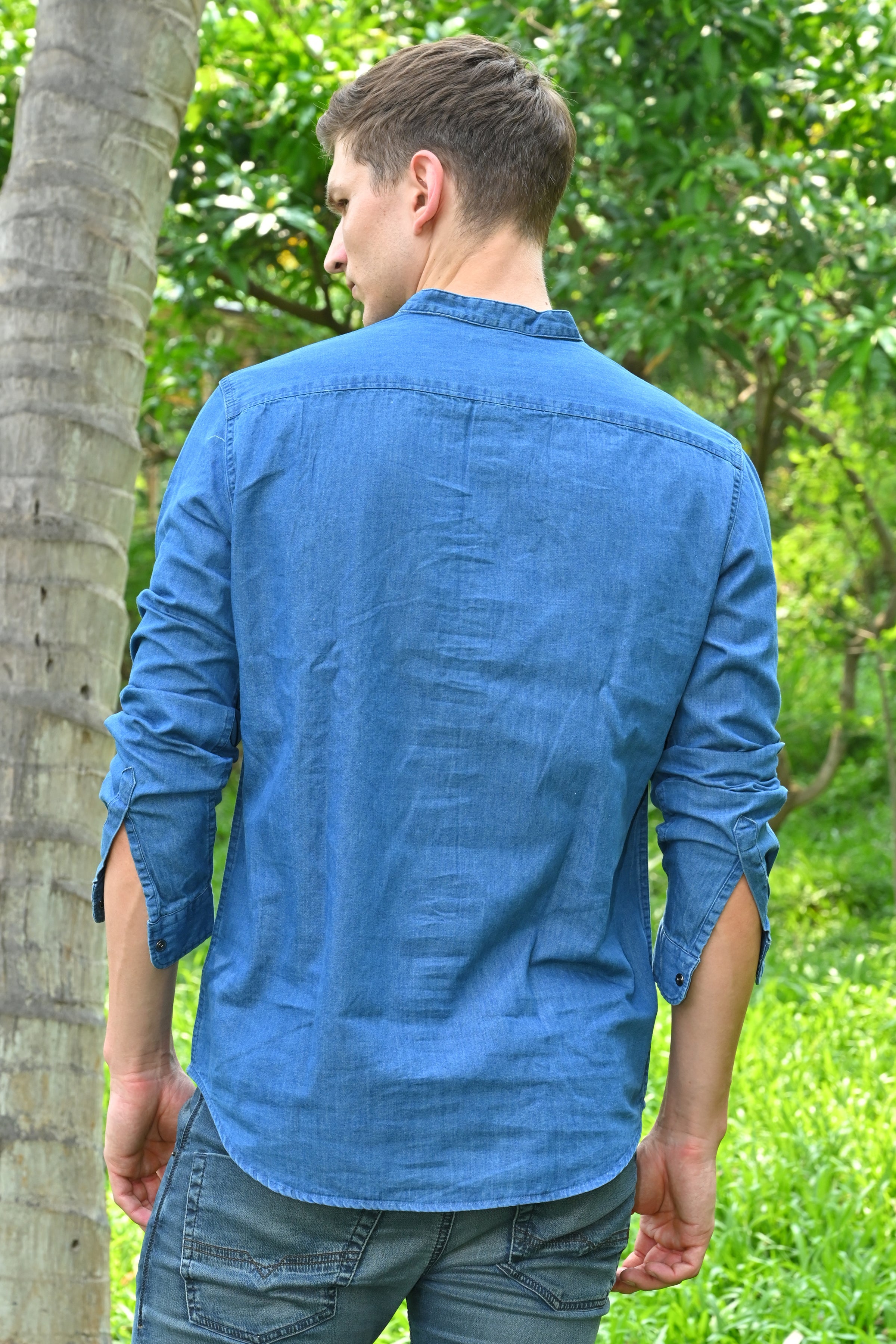 Men Denim Kurta Shirt
