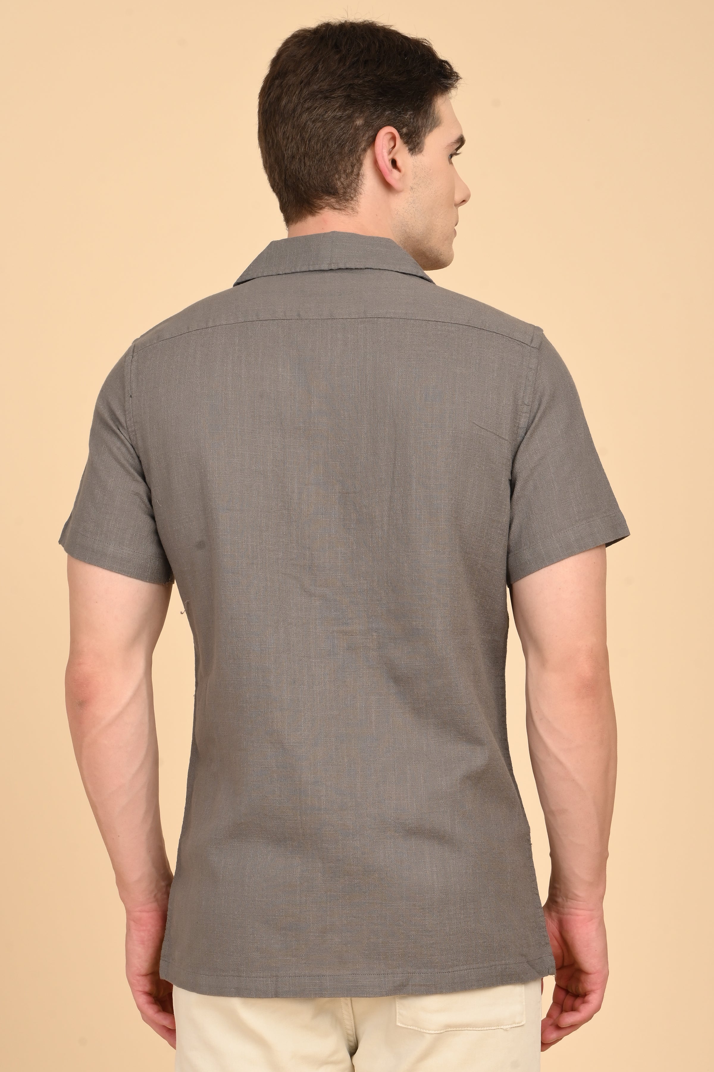 Men Aurelia Cotton Crape Solid Shirt Olive