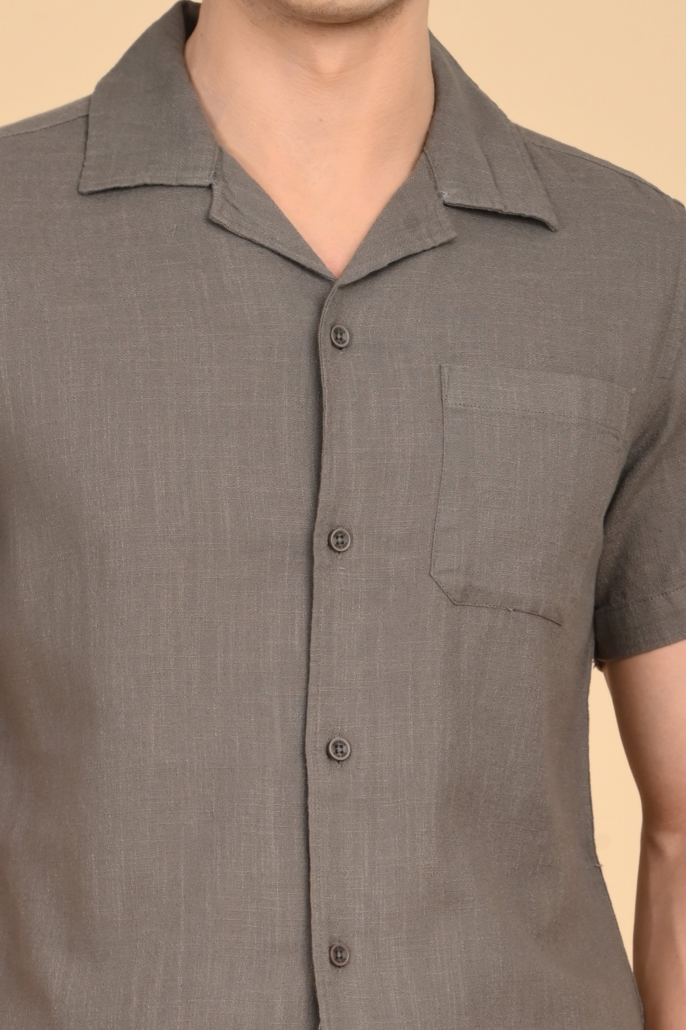Men Aurelia Cotton Crape Solid Shirt Olive