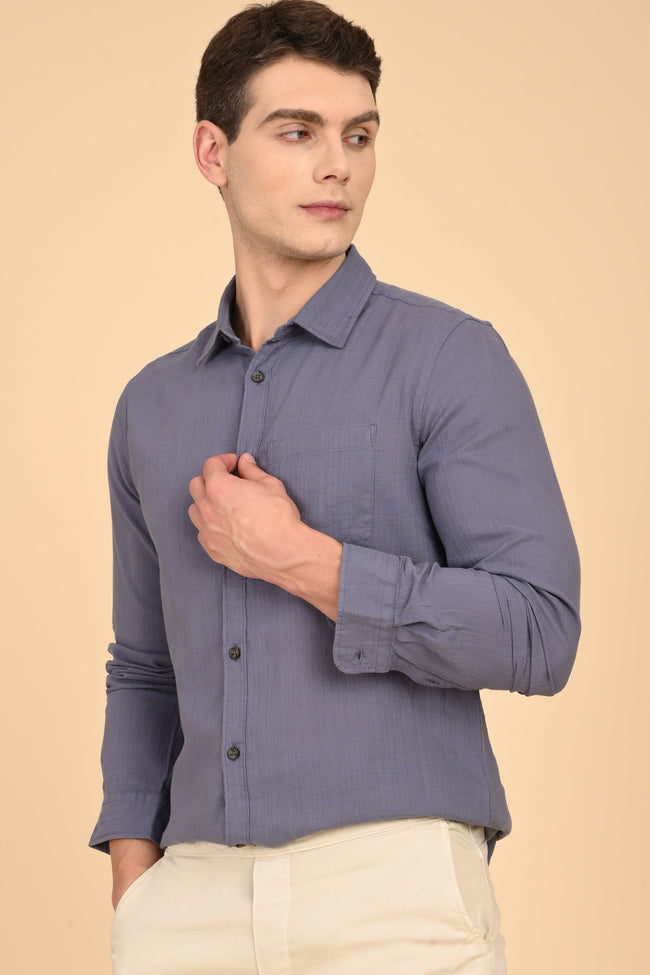 Men Mac Minimal Dobby Solid Shirt Lavender