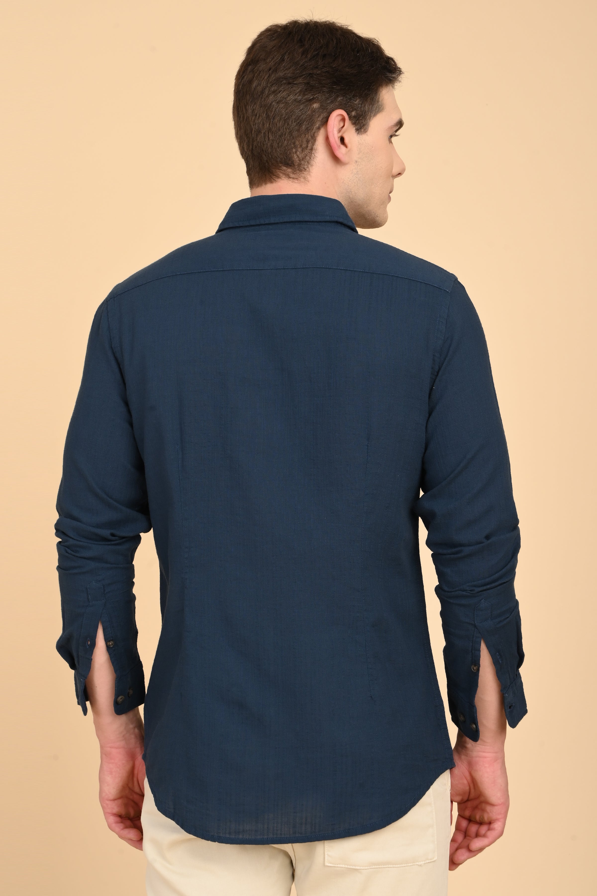 Men Mac Minimal Dobby Solid Shirt Navy