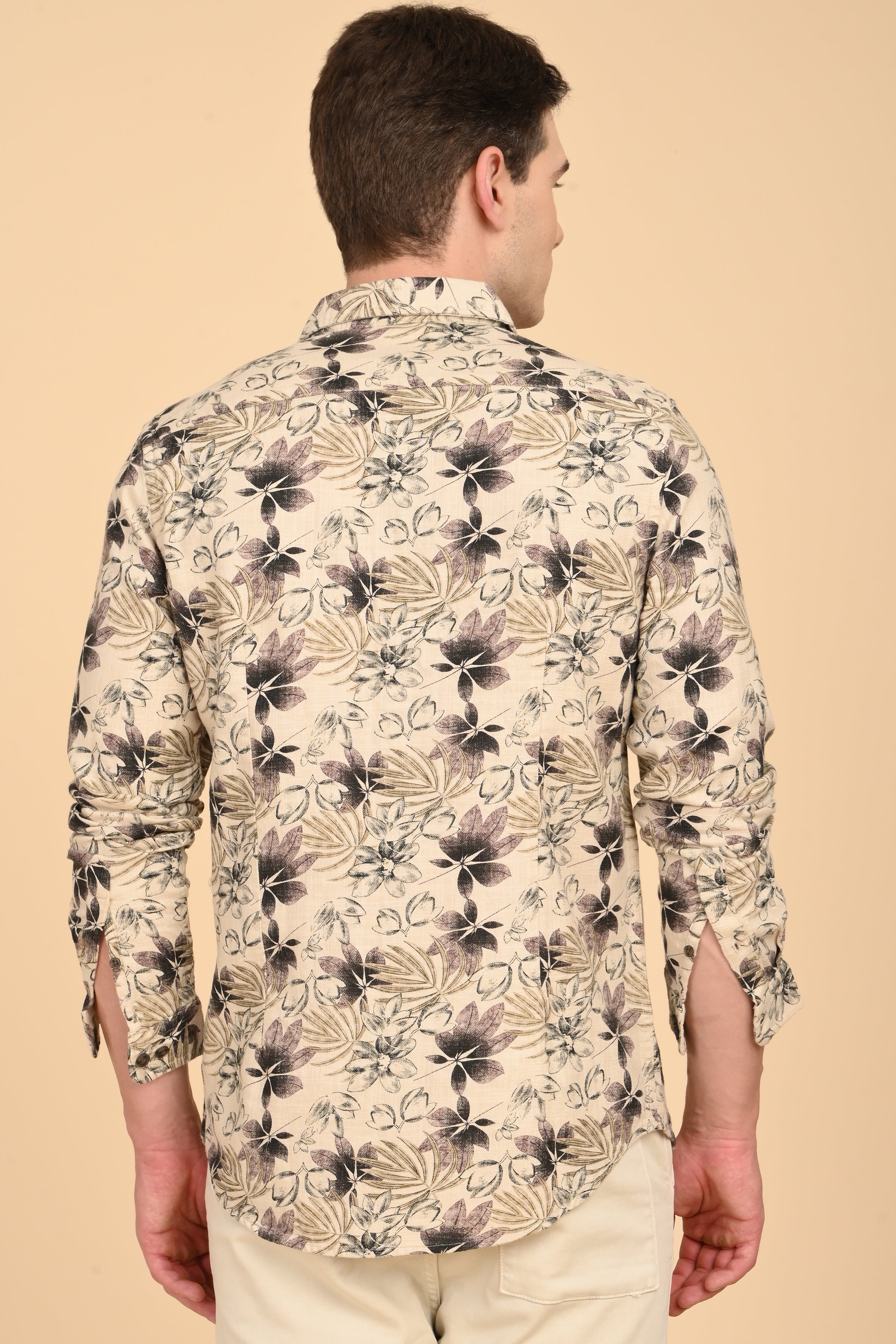 Men Flourish Cotton Slub Printed Shirt Purple
