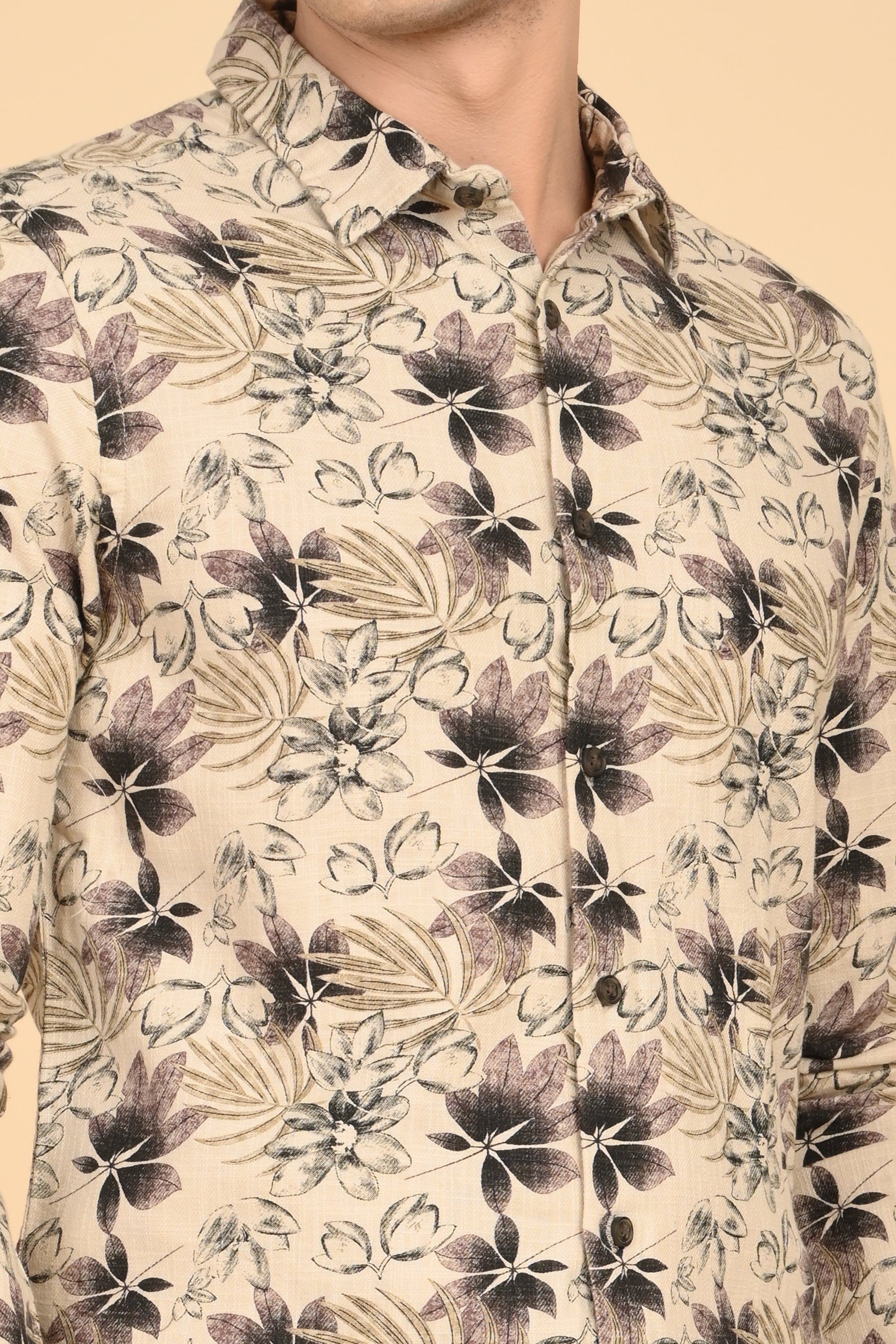 Men Flourish Cotton Slub Printed Shirt Purple