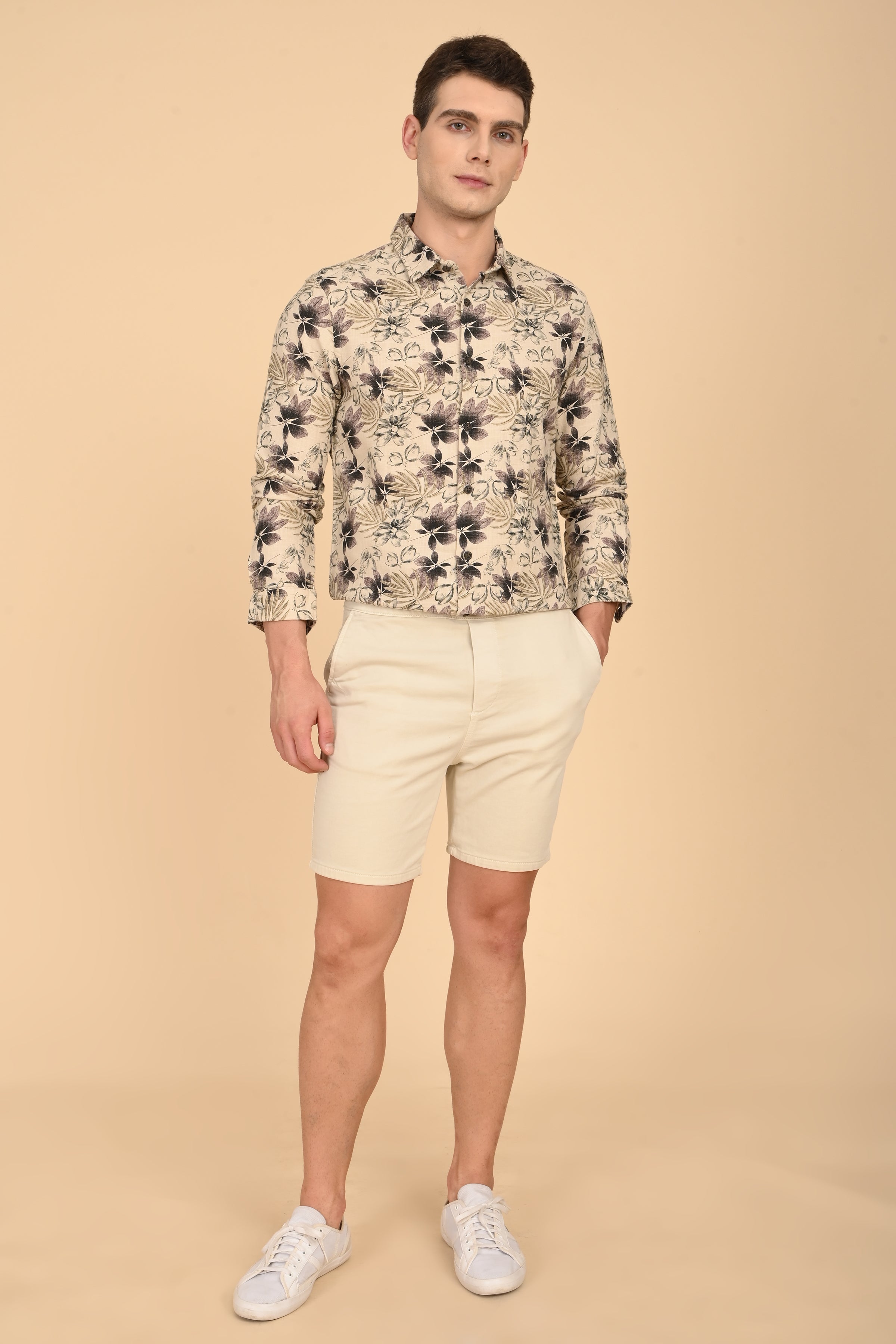 Men Flourish Cotton Slub Printed Shirt Purple