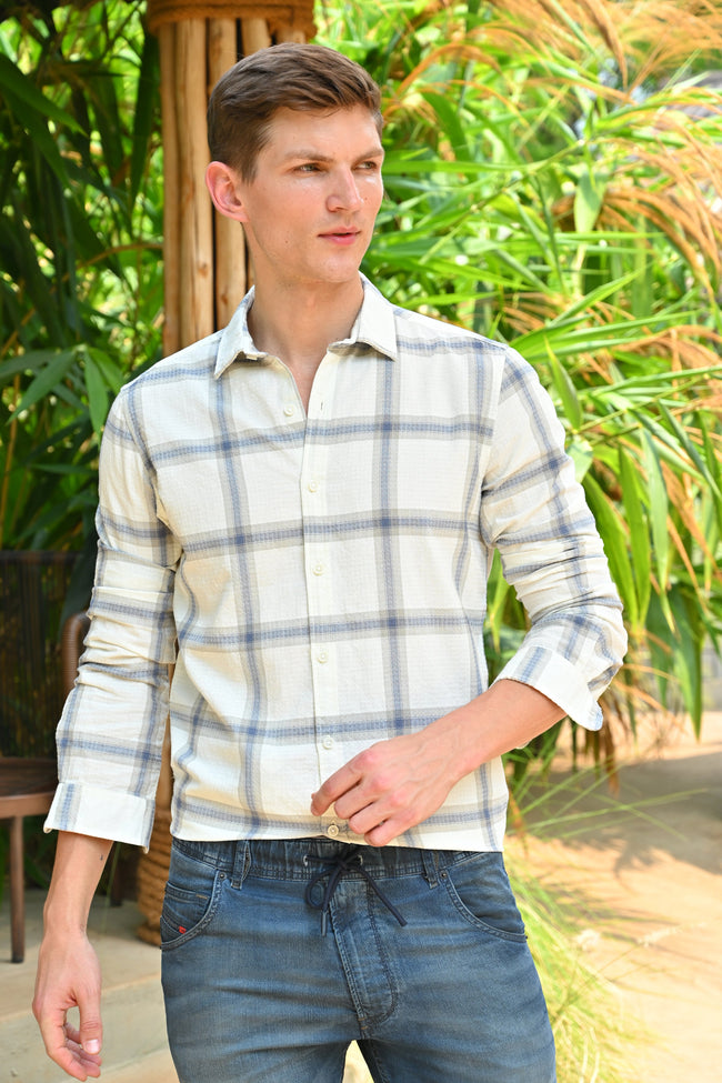 Men Structured Check Shirt