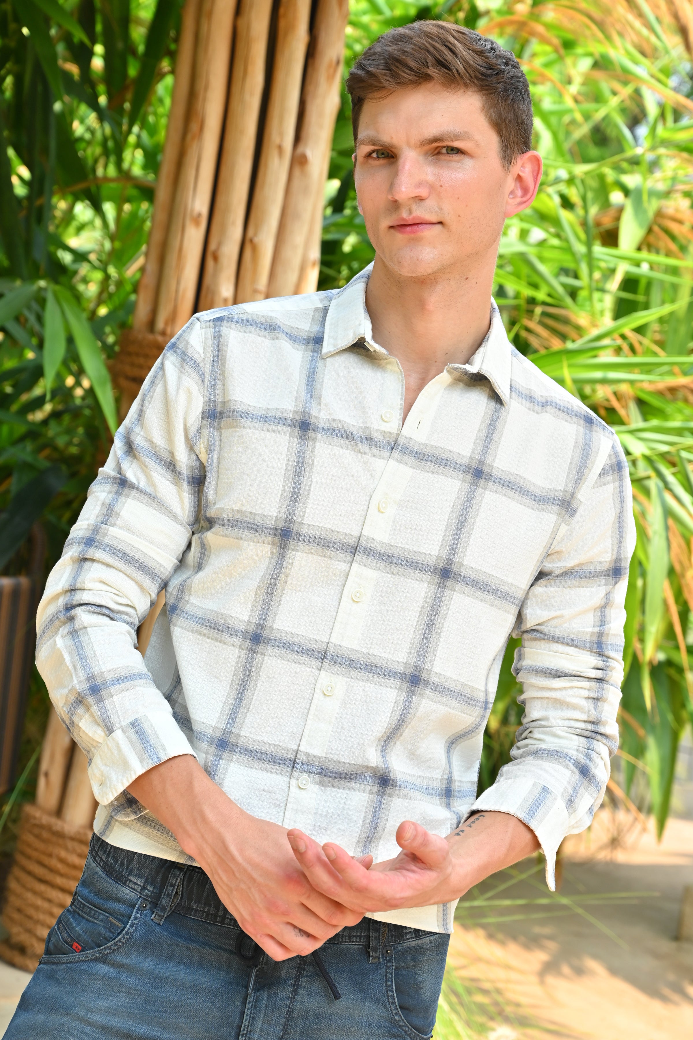 Men Structured Check Shirt