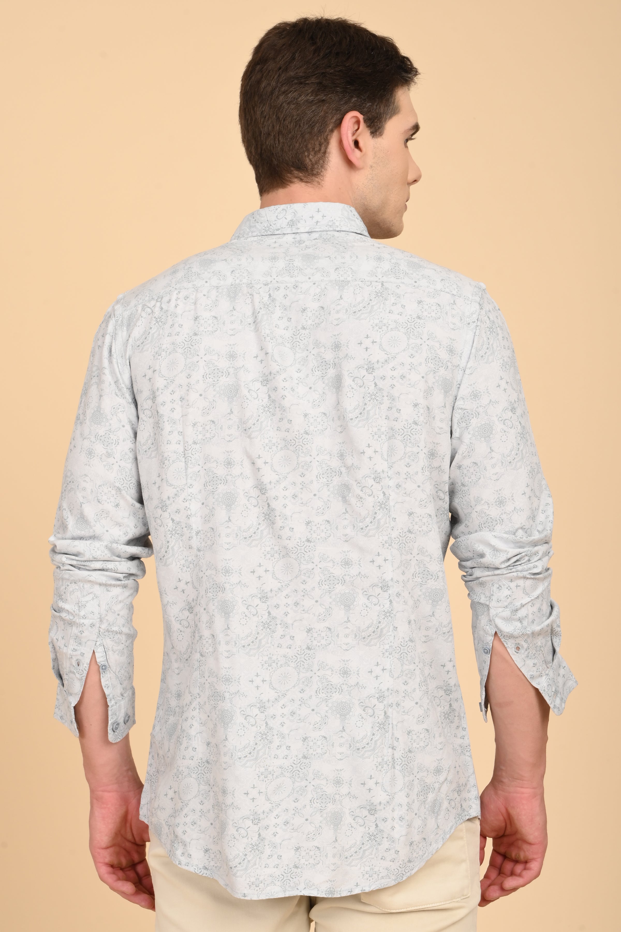 Men Jennifer Soft Cotton Printed Shirt Blue