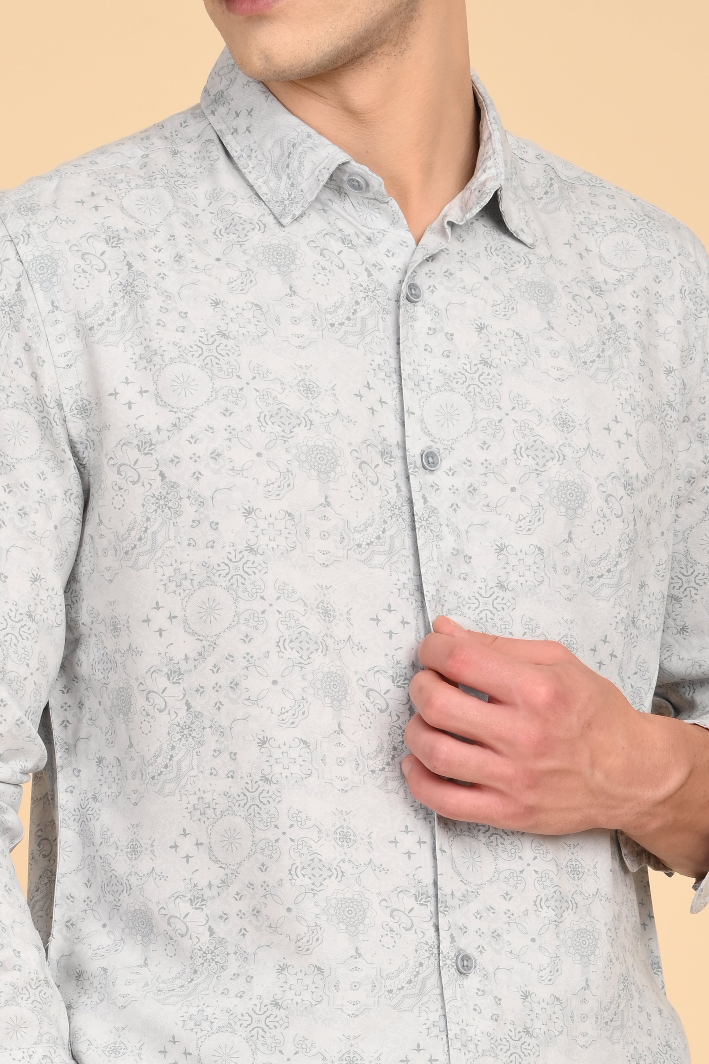 Men Jennifer Soft Cotton Printed Shirt Blue