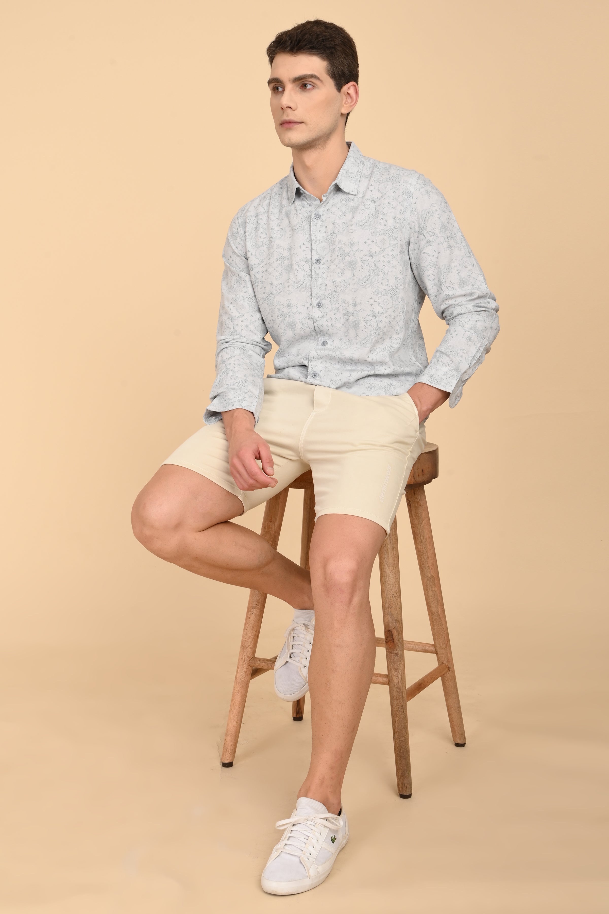 Men Jennifer Soft Cotton Printed Shirt Blue