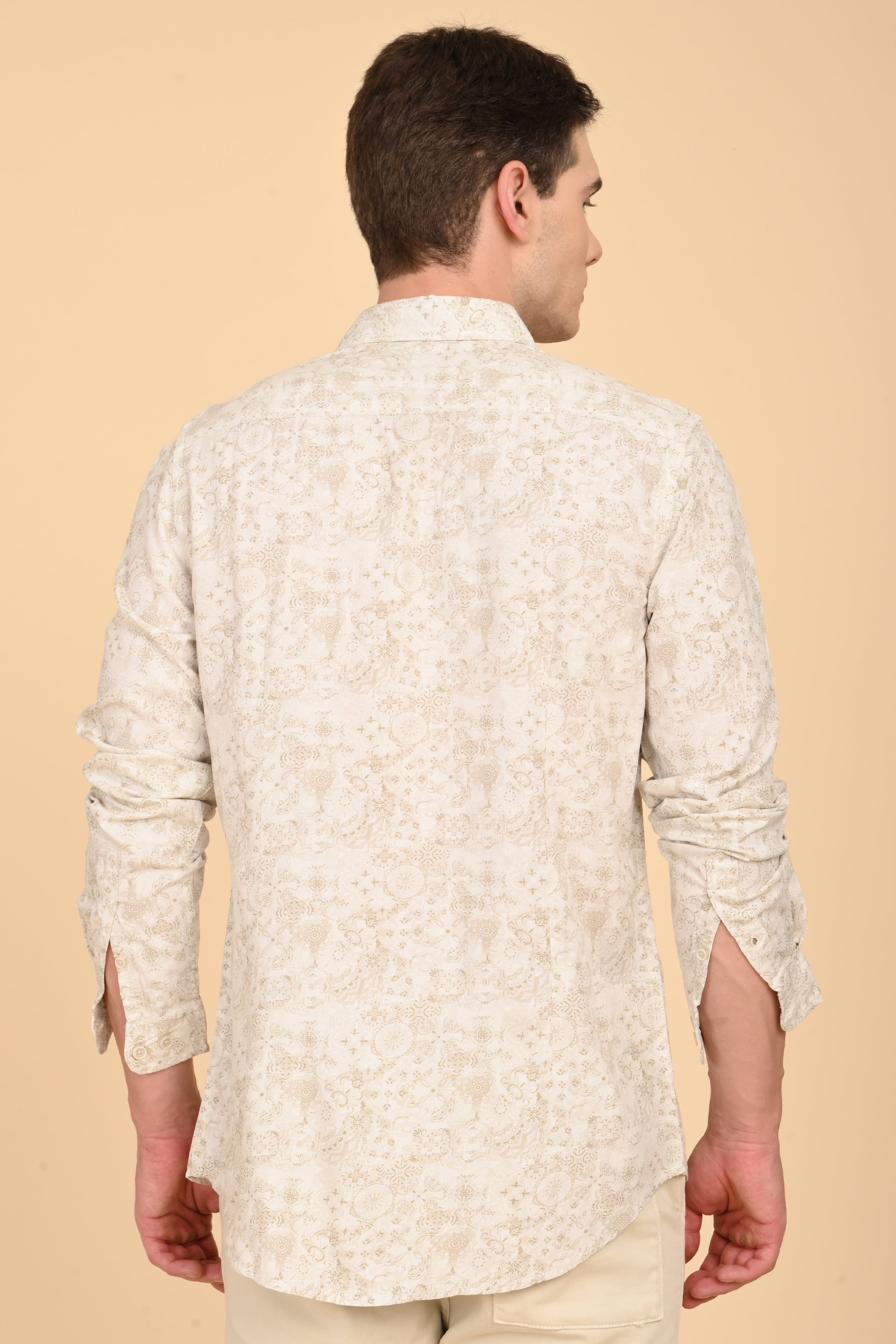 Men Jennifer Soft Cotton Printed Shirt Green