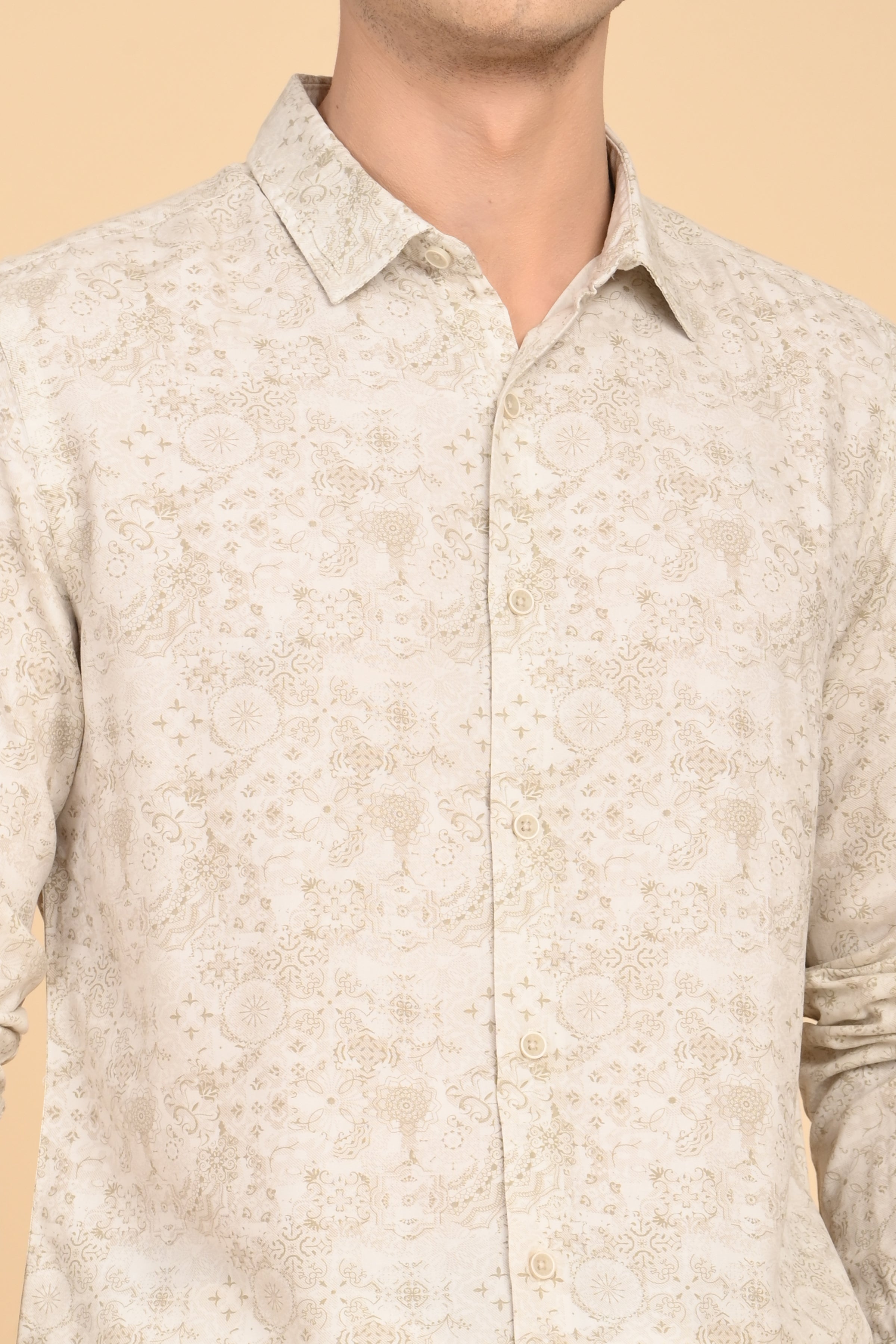 Men Jennifer Soft Cotton Printed Shirt Green