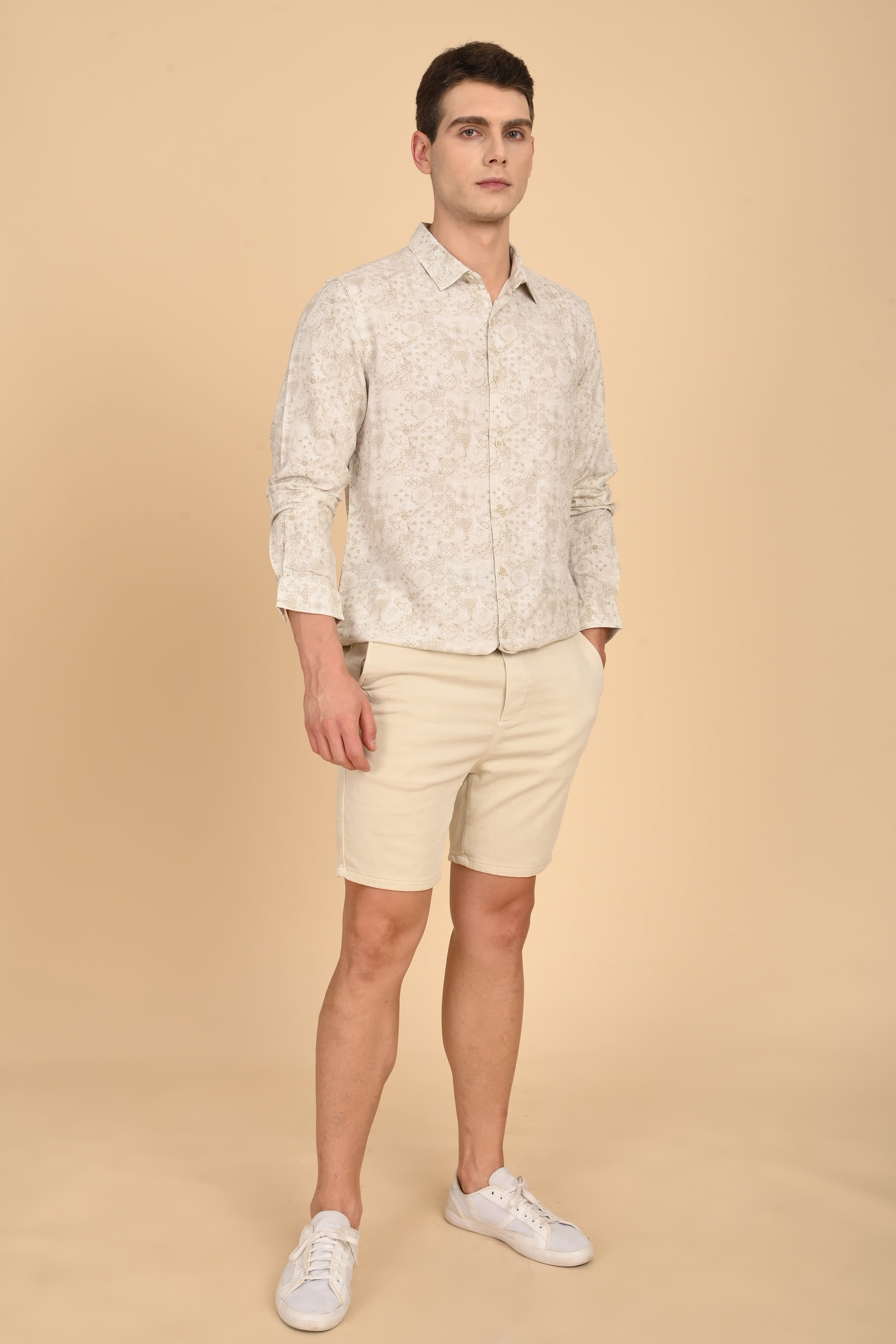Men Jennifer Soft Cotton Printed Shirt Green