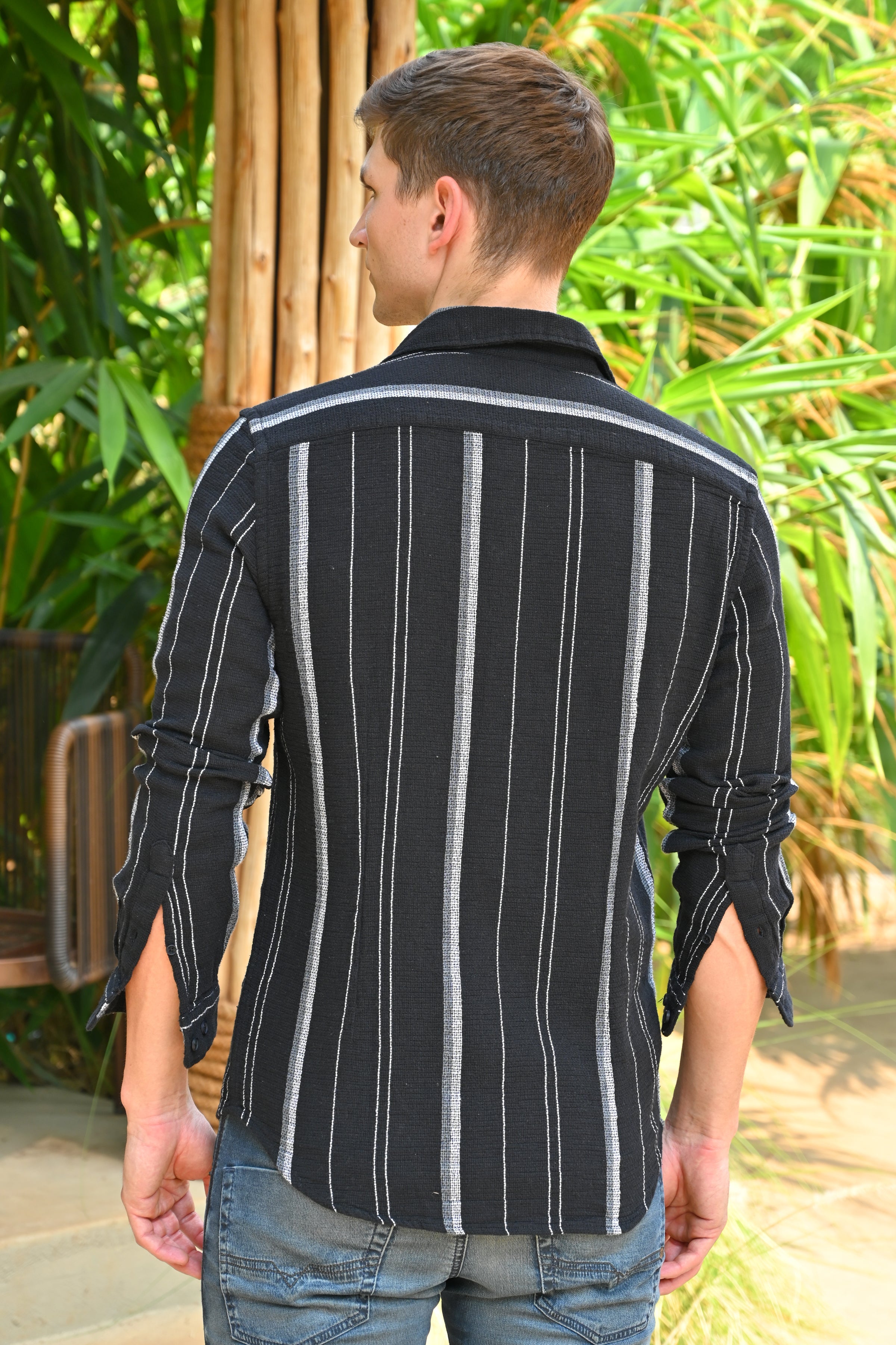 Men Textured Striped Shirt