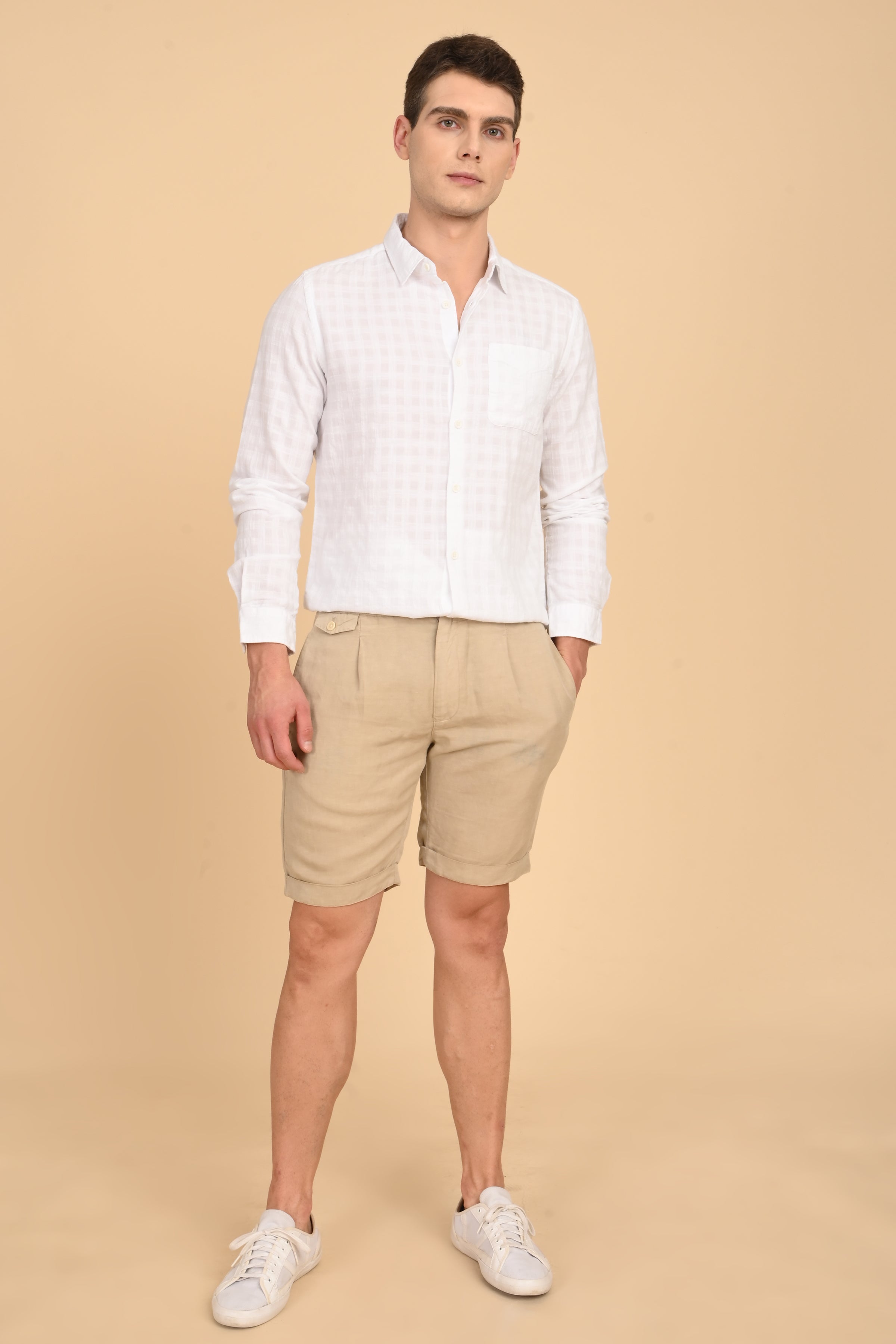 Men Milon Structured Slub Solid Shirt White