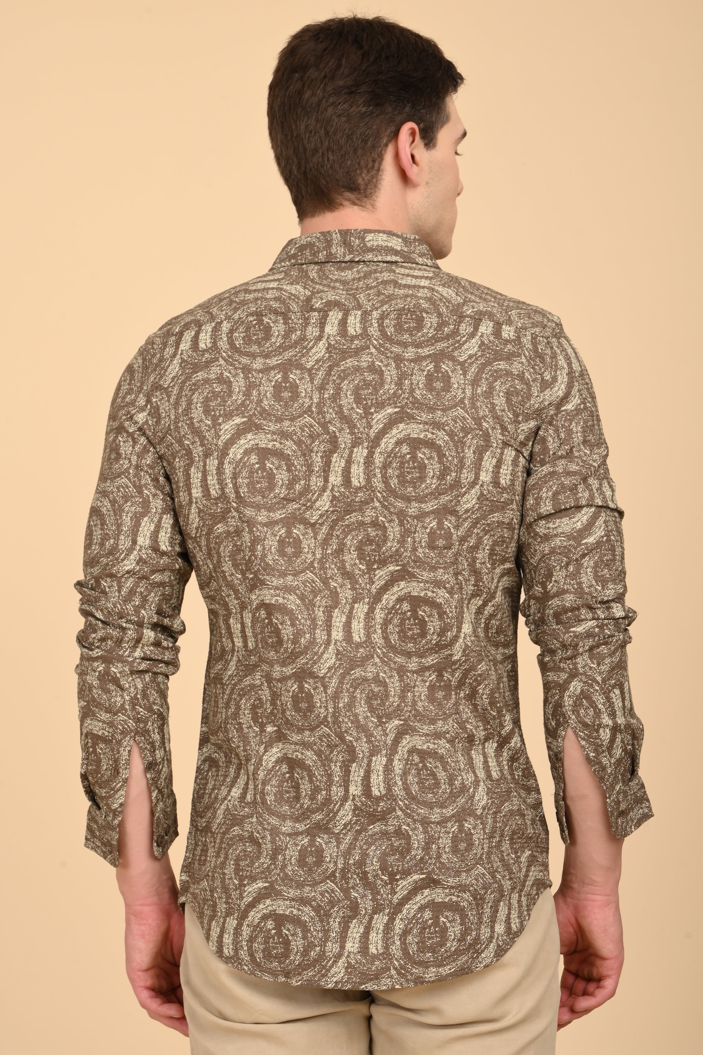 Men Yancy Dobby Printed Shirt Olive