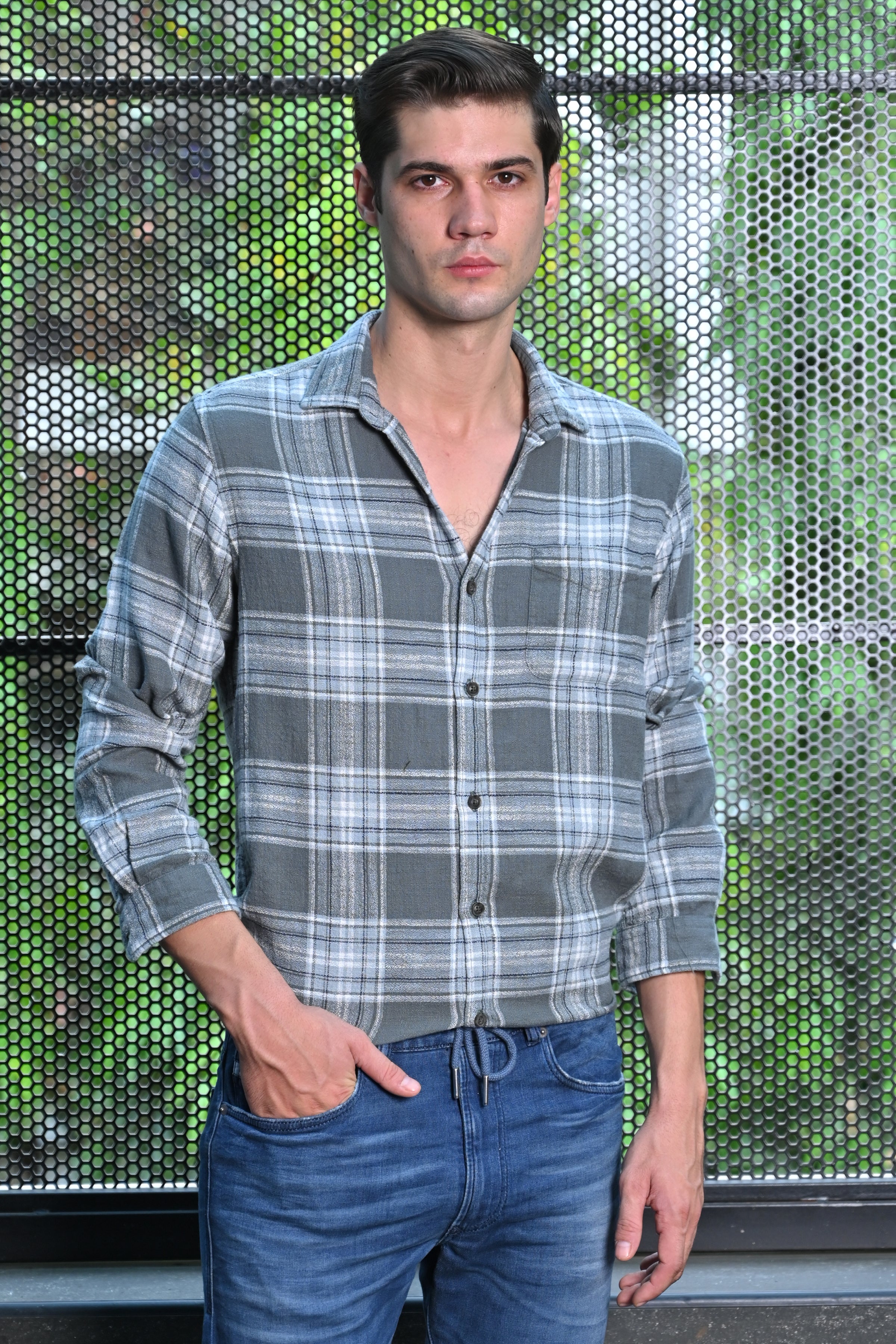 Men Cotton Check Shirt