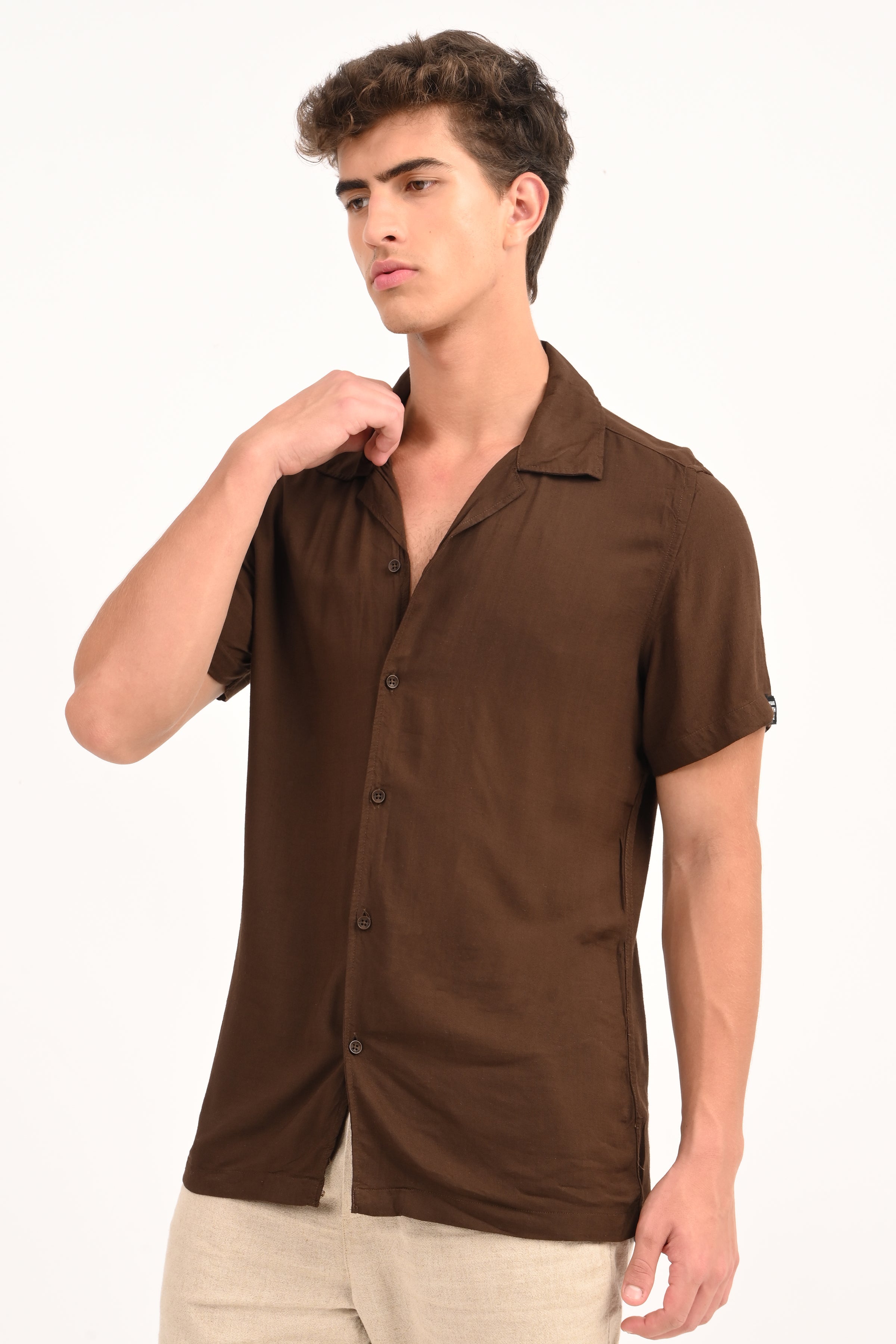 Men Pure Viscose Solid Shirt