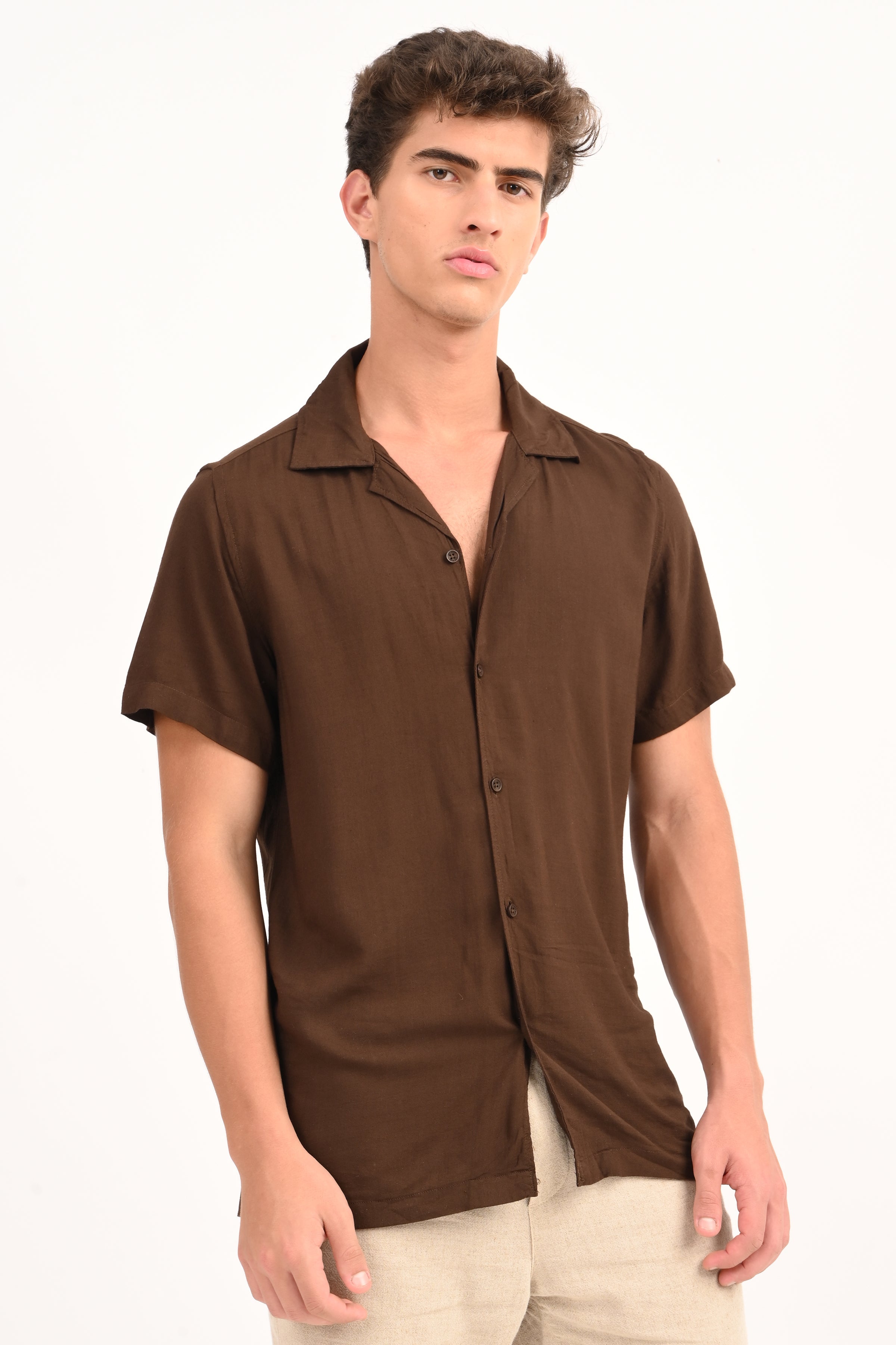 Men Pure Viscose Solid Shirt