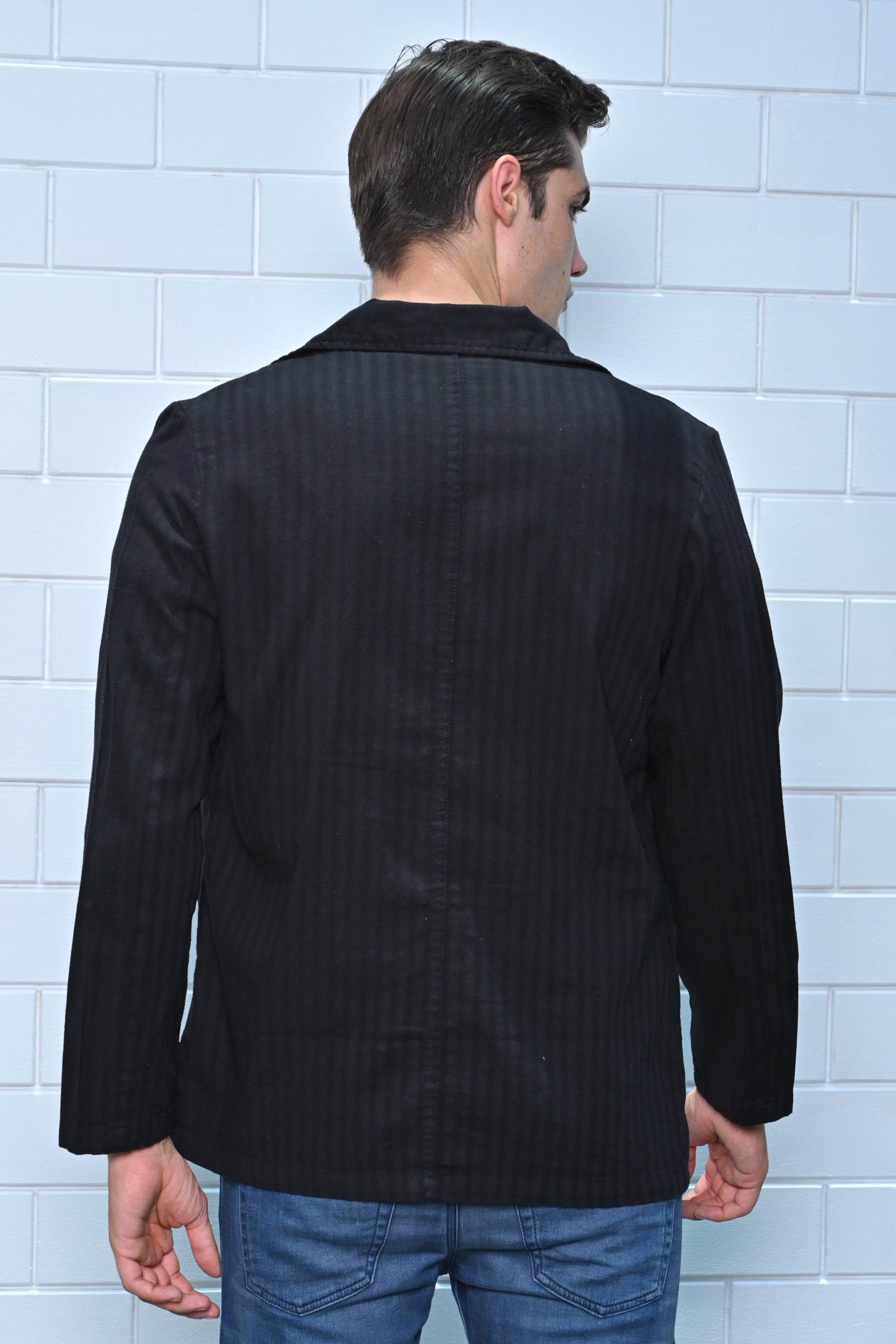 Men Striped Shacket
