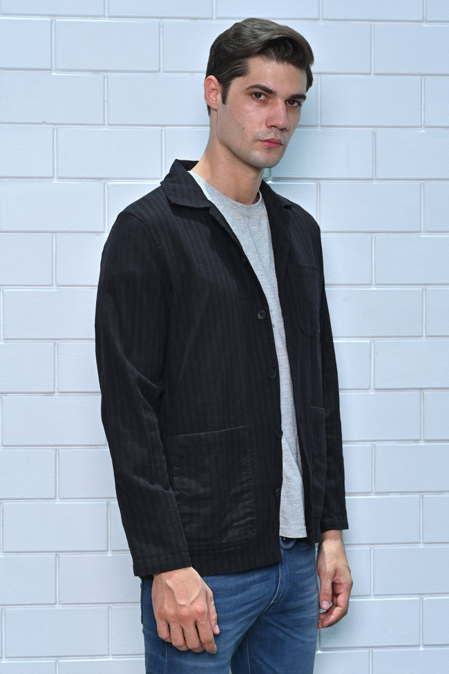 Men Striped Shacket